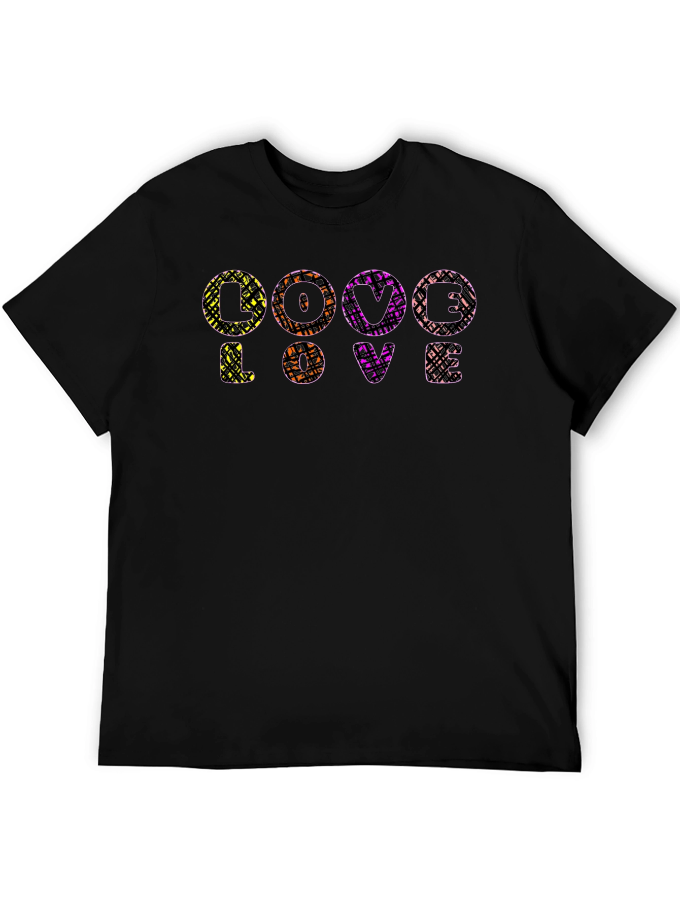 Abstract LOVE Graphic Print Black T-Shirt