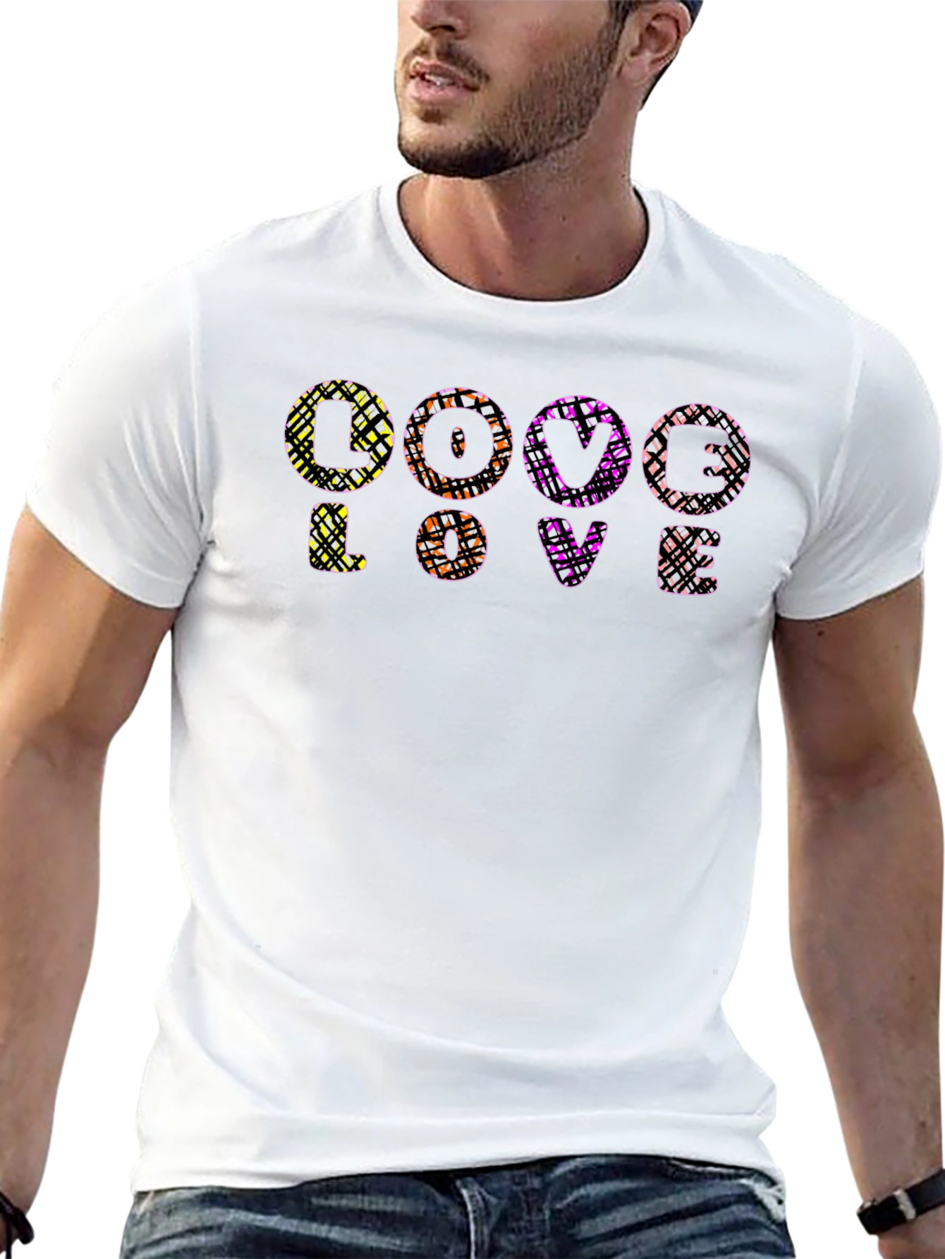 Abstract LOVE Graphic Print Black T-Shirt