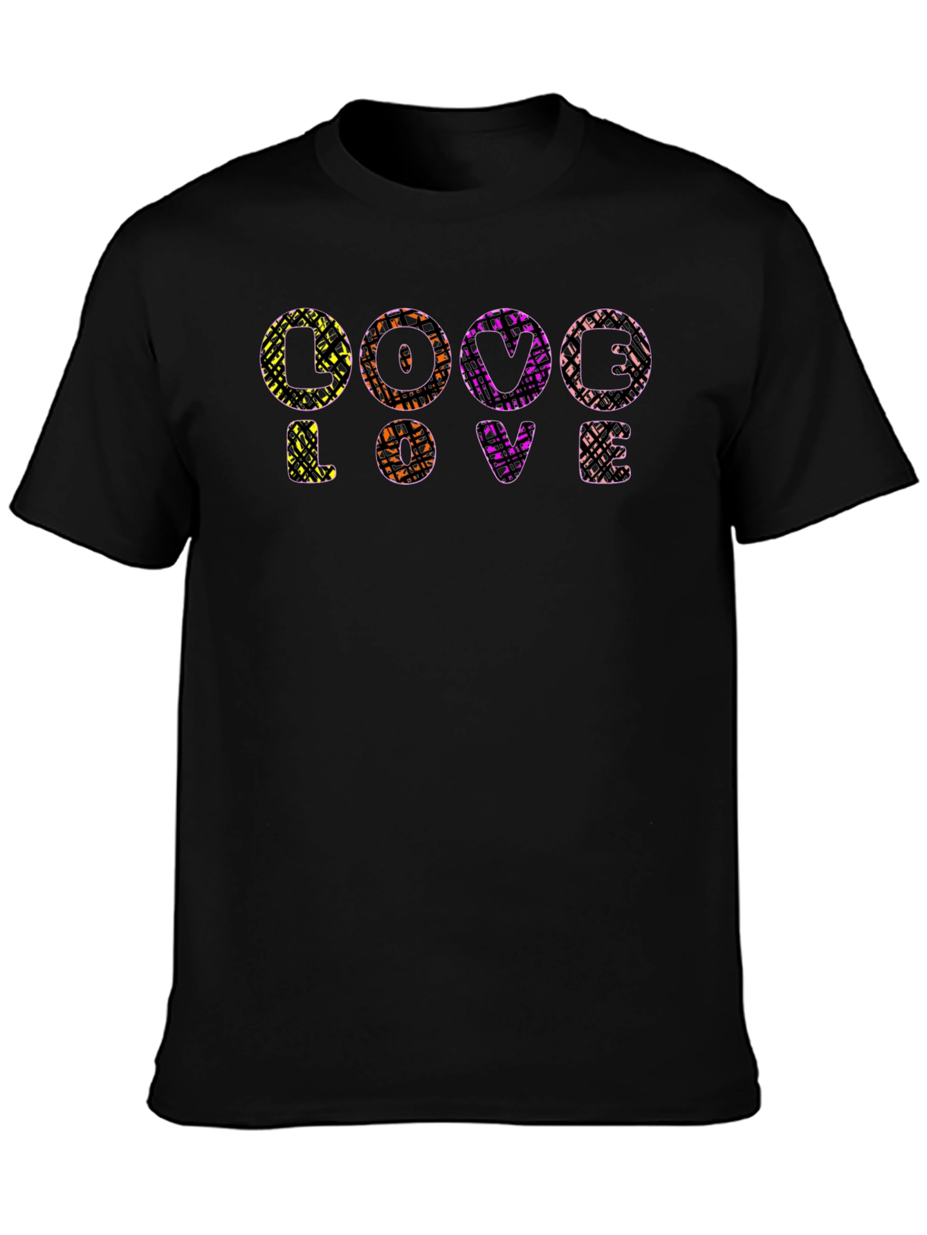 Abstract LOVE Graphic Print Black T-Shirt