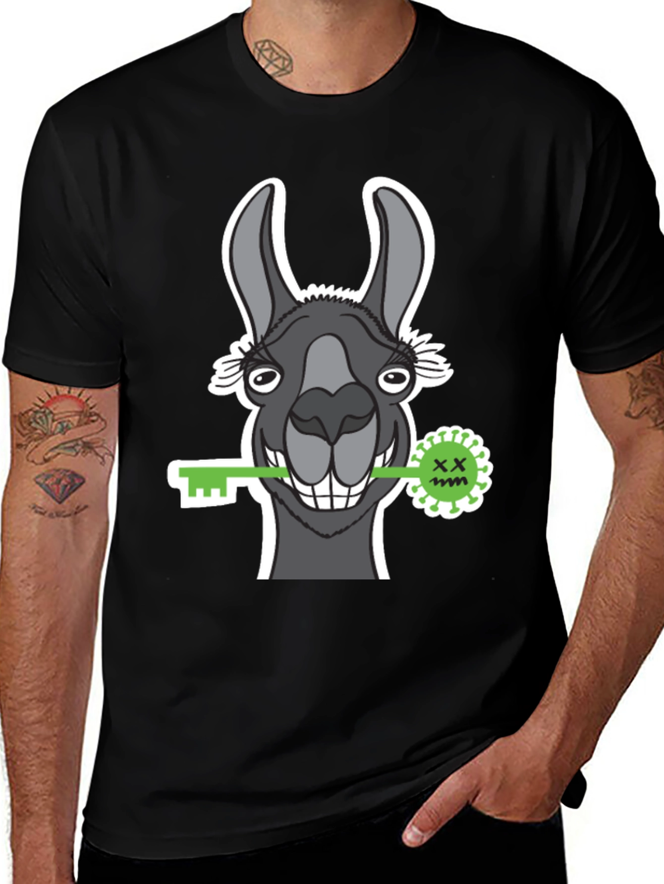 Llama Key Graphic Tee - Quirky Animal Lover Shirt
