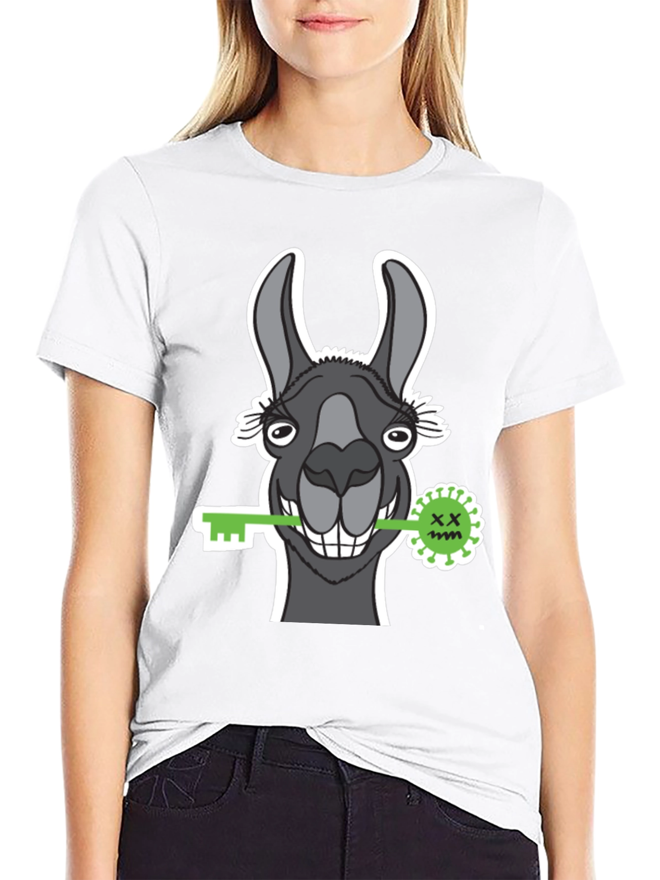 Llama Key Graphic Tee - Quirky Animal Lover Shirt