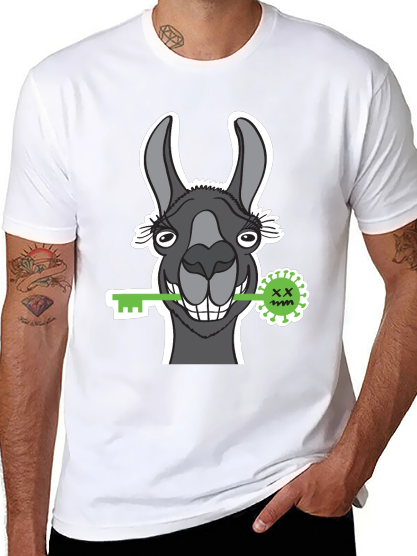 Llama Key Graphic Tee - Quirky Animal Lover Shirt