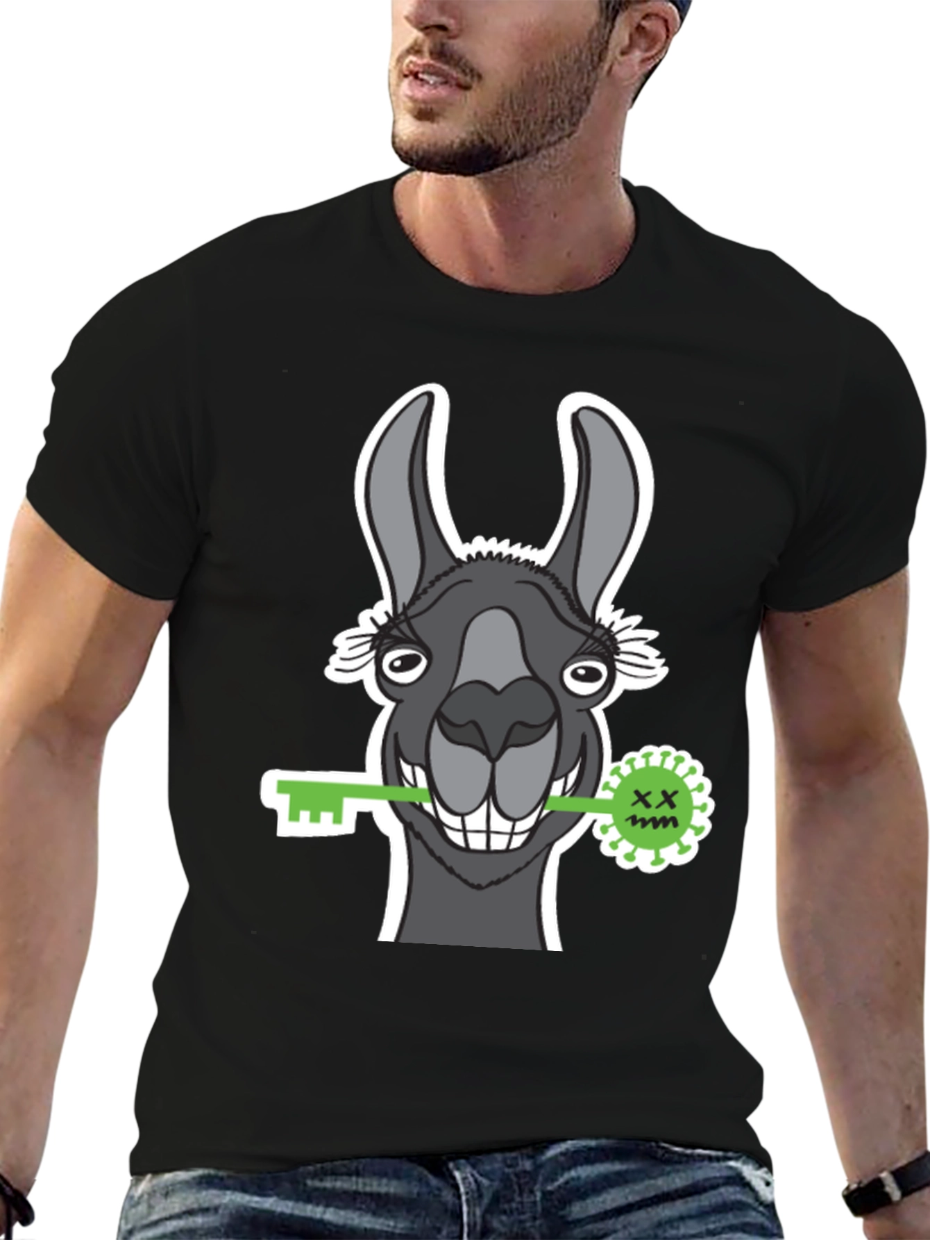 Llama Key Graphic Tee - Quirky Animal Lover Shirt