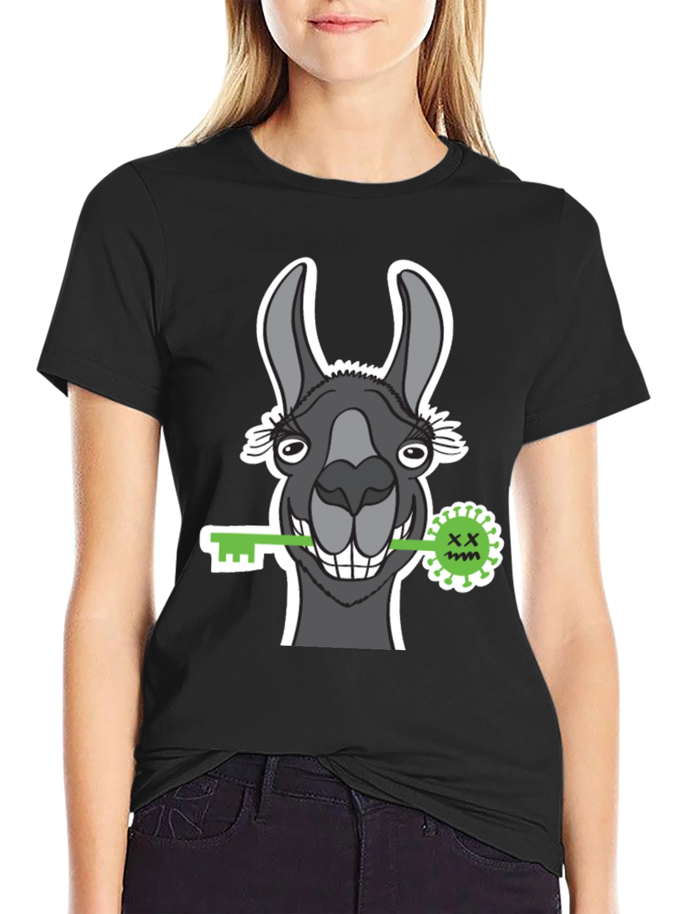Llama Key Graphic Tee - Quirky Animal Lover Shirt