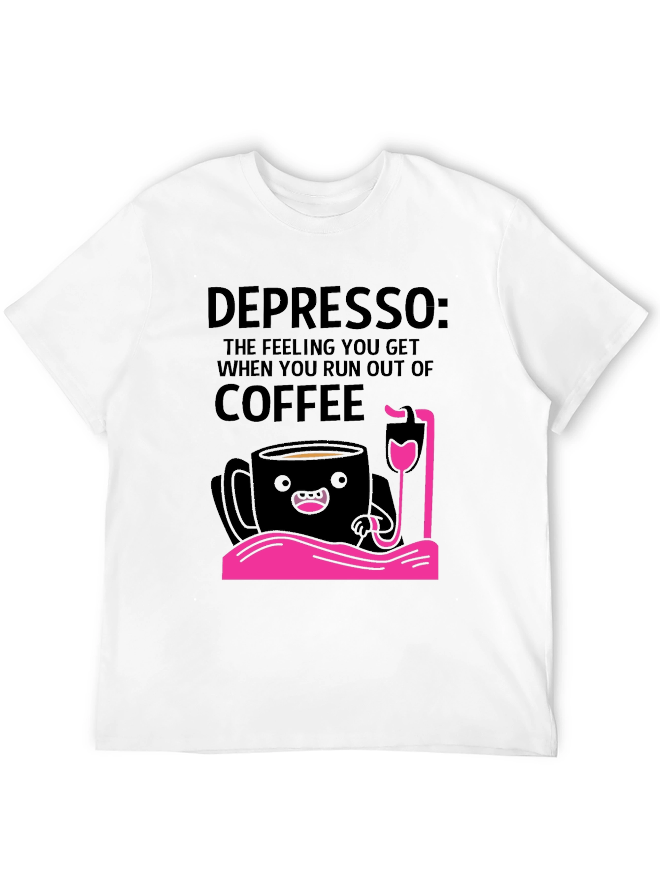 Depresso Coffee Lover Graphic T-Shirt - Black