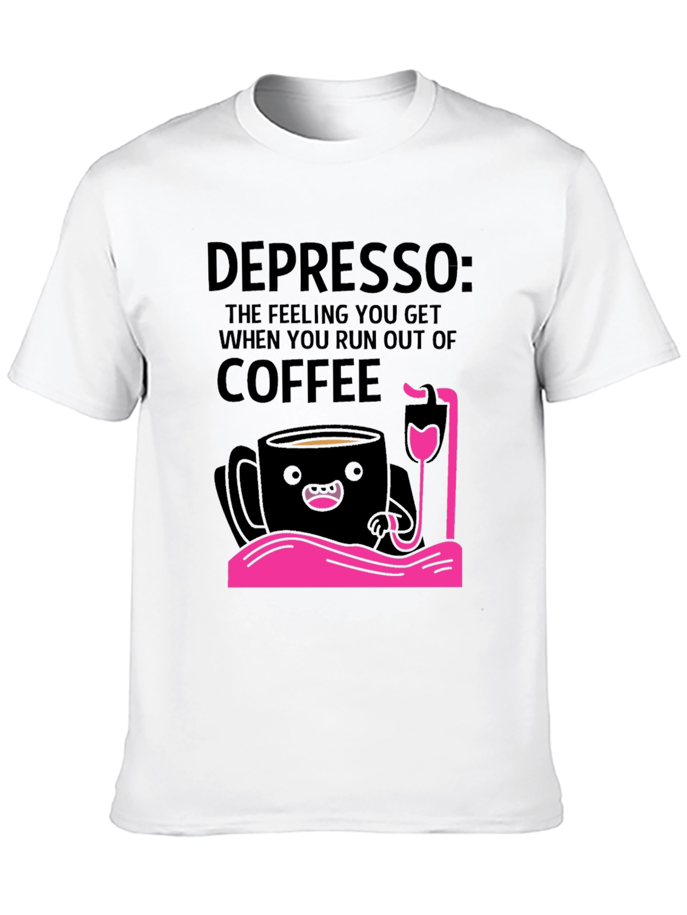 Depresso Coffee Lover Graphic T-Shirt - Black