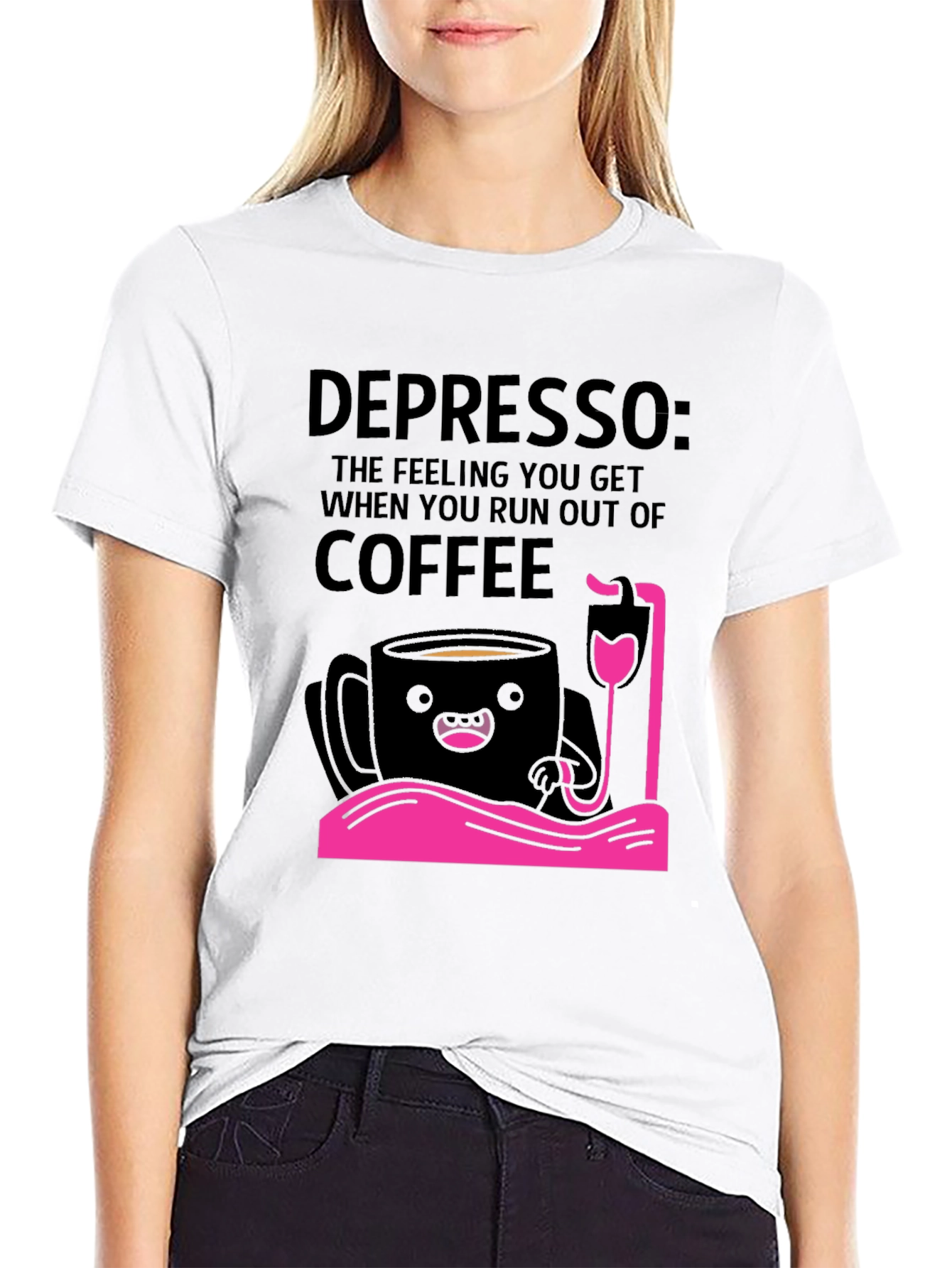 Depresso Coffee Lover Graphic T-Shirt - Black