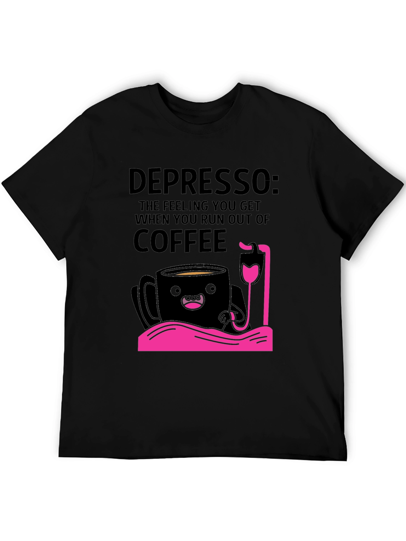 Depresso Coffee Lover Graphic T-Shirt - Black