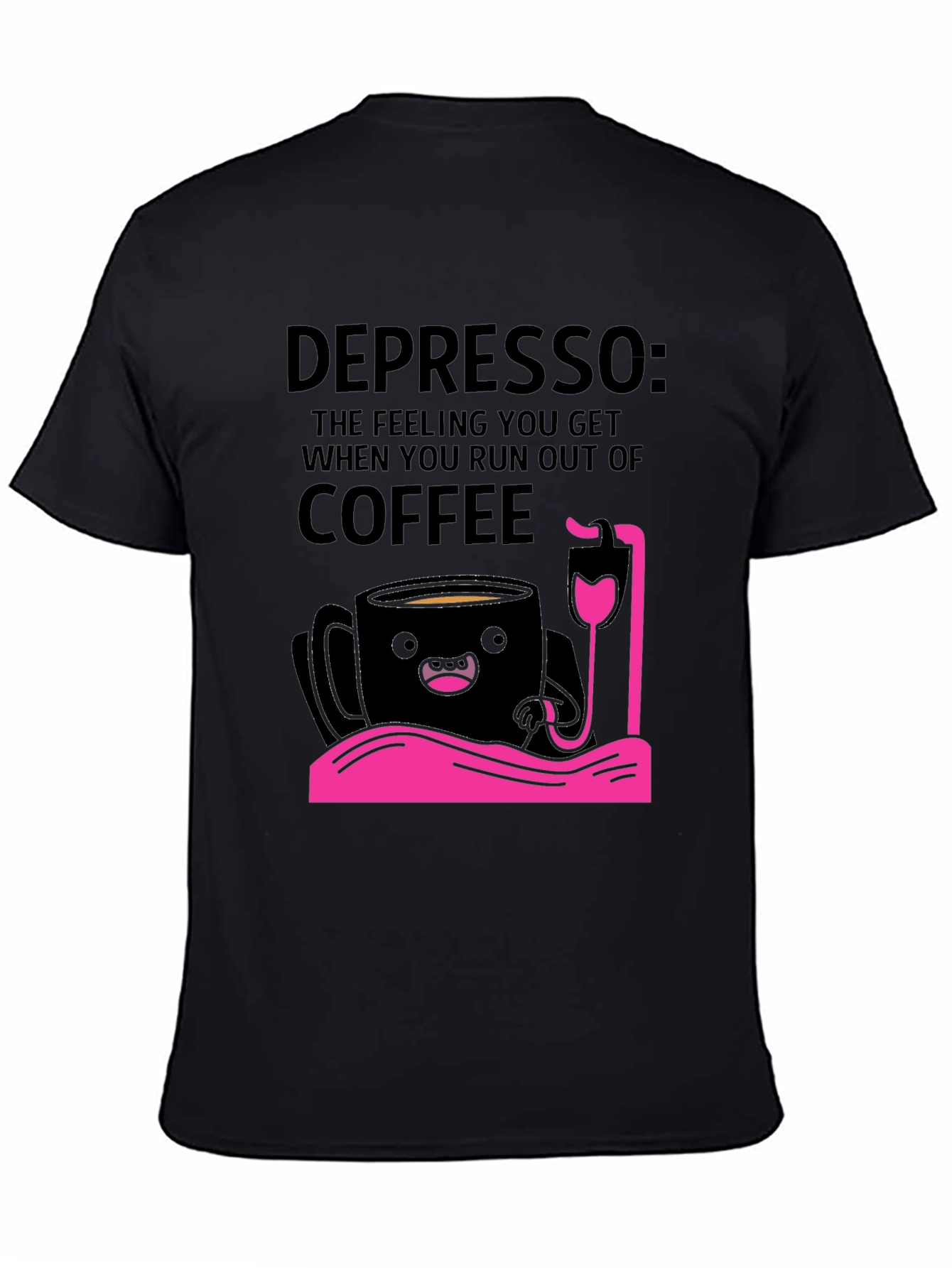 Depresso Coffee Lover Graphic T-Shirt - Black