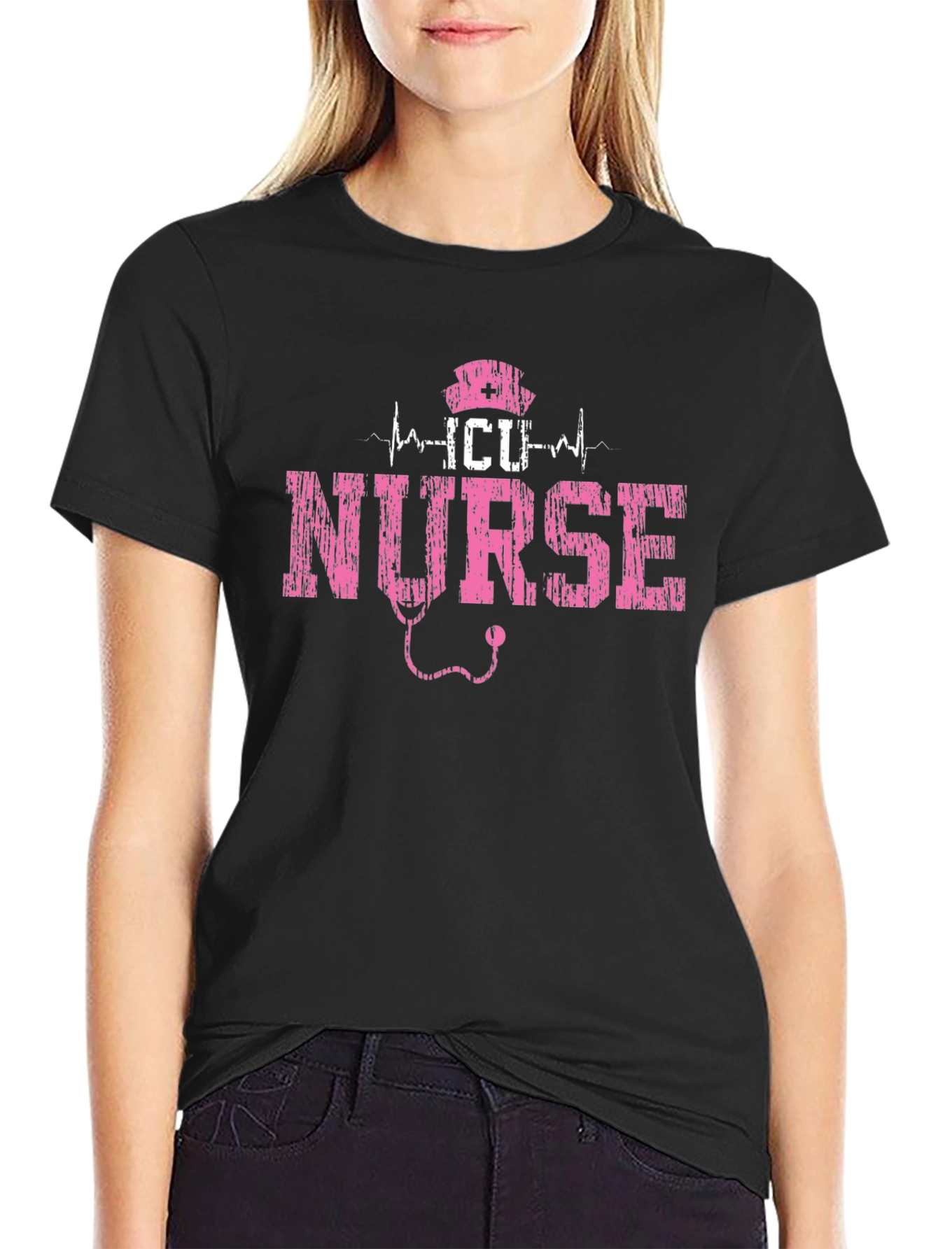 ICU Nurse T-Shirt - Pink Graphic Tee