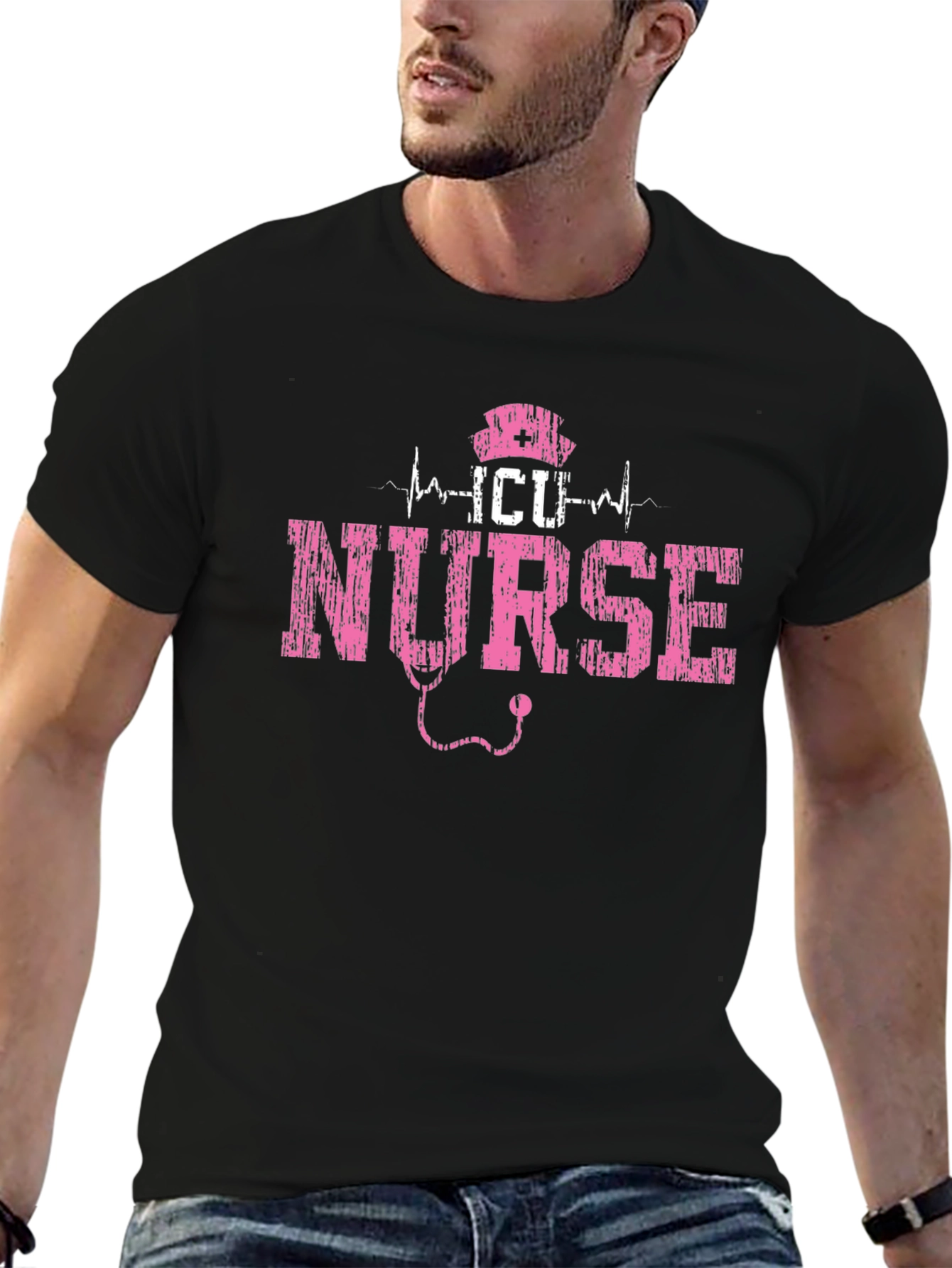 ICU Nurse T-Shirt - Pink Graphic Tee