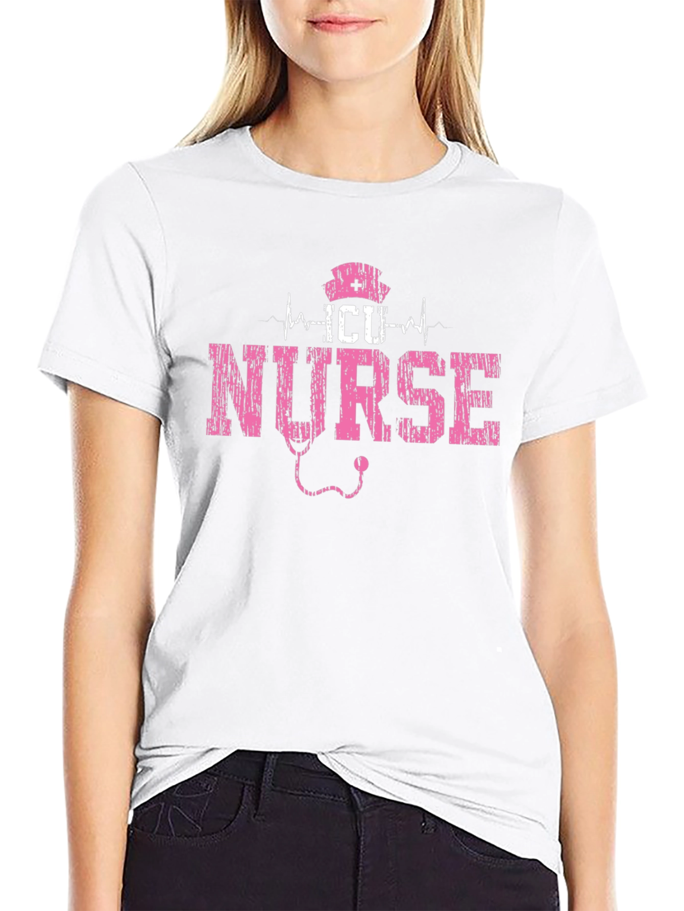 ICU Nurse T-Shirt - Pink Graphic Tee
