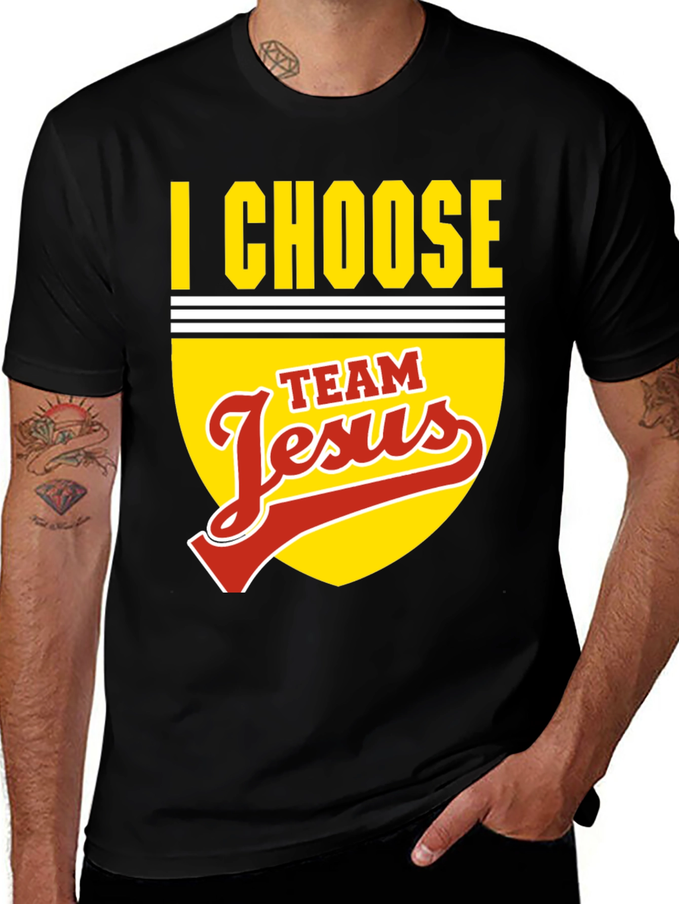 I Choose Team Jesus Black Graphic T-Shirt
