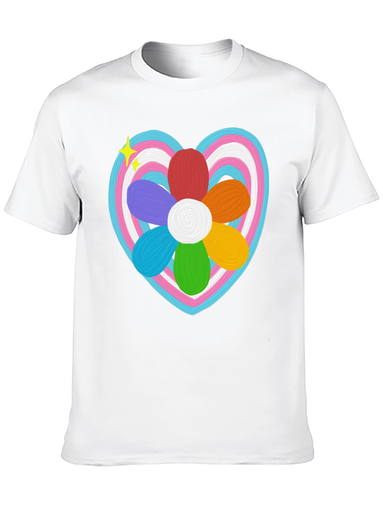 Trans Pride Heart Flower T-Shirt - LGBTQ+ Support