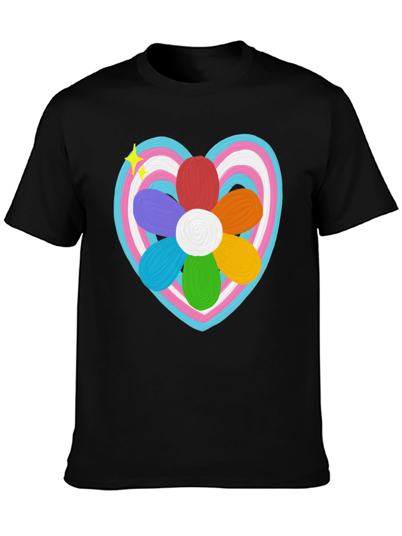 Trans Pride Heart Flower T-Shirt - LGBTQ+ Support