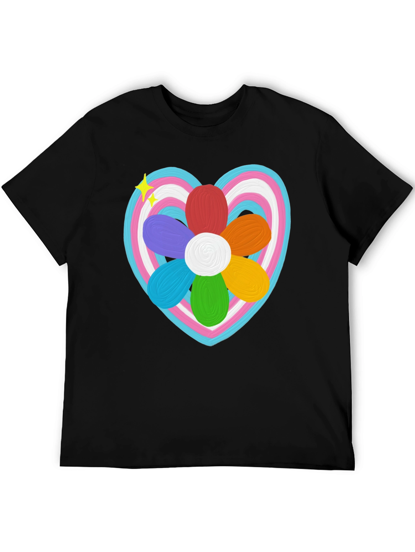 Trans Pride Heart Flower T-Shirt - LGBTQ+ Support