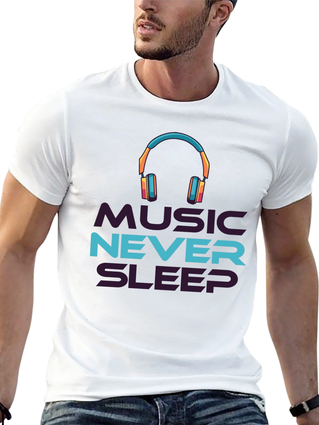 Music Never Sleep Black Graphic Tee