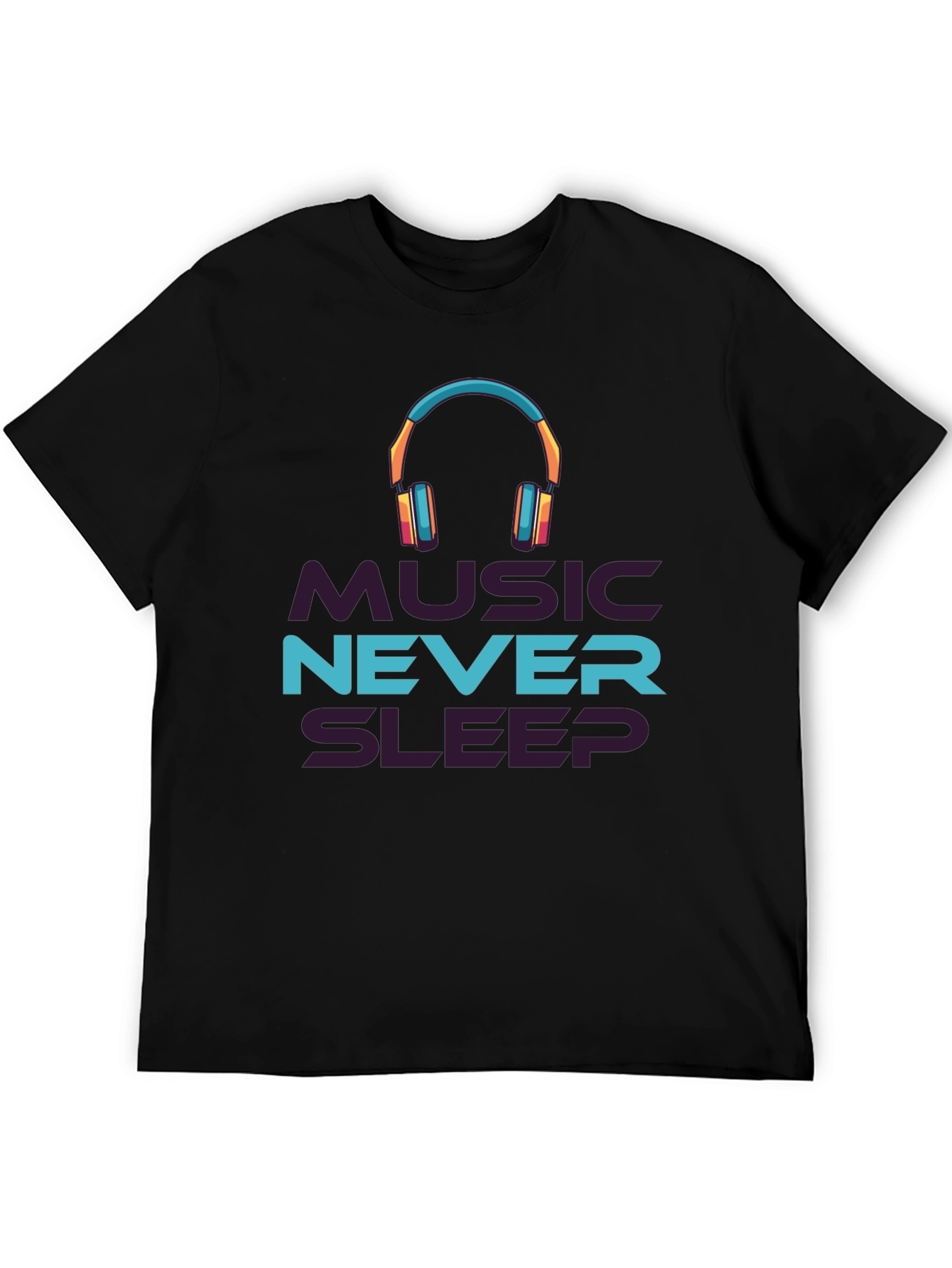 Music Never Sleep Black Graphic Tee