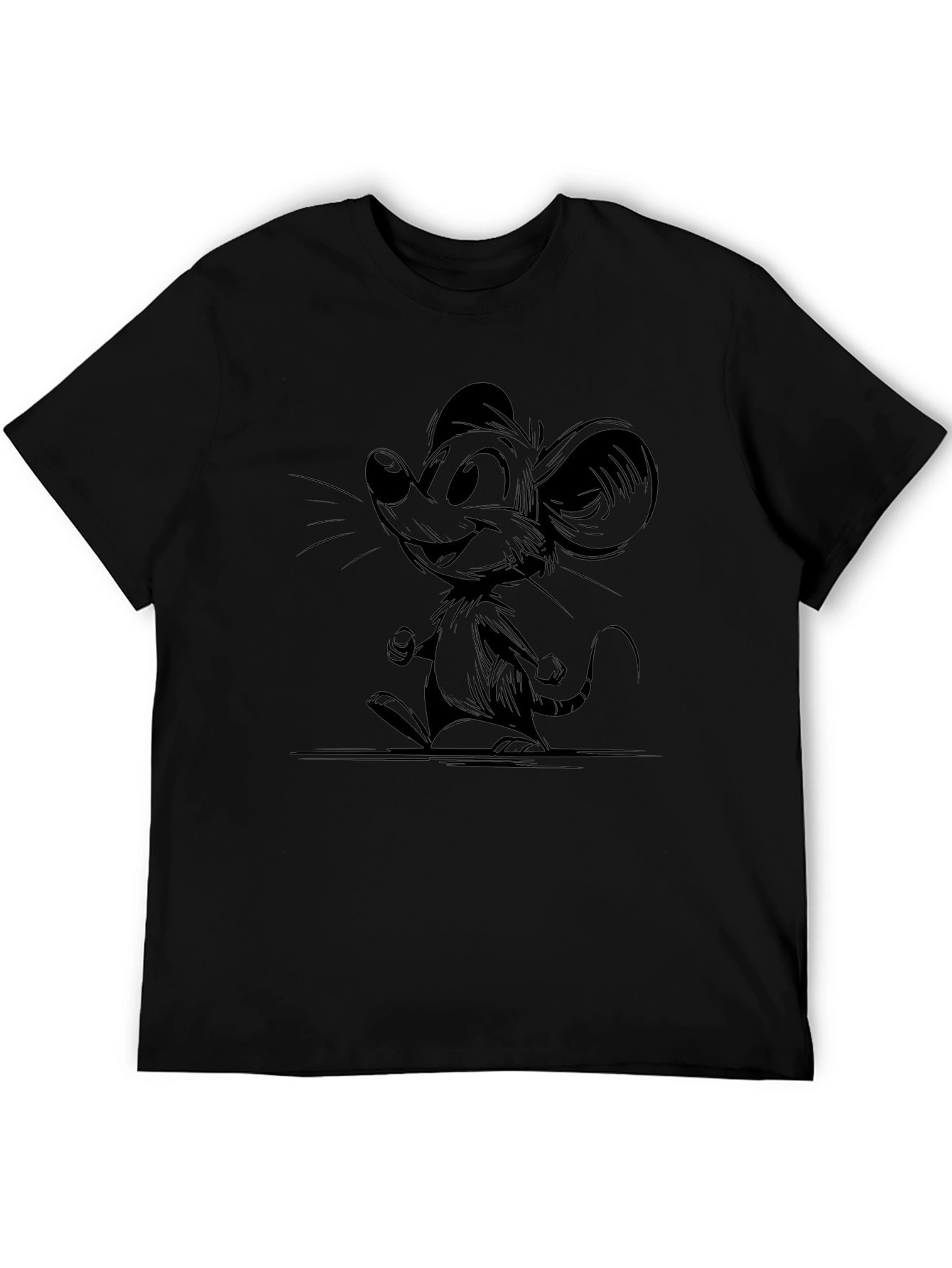 Cartoon Mouse Graphic Black T-Shirt
