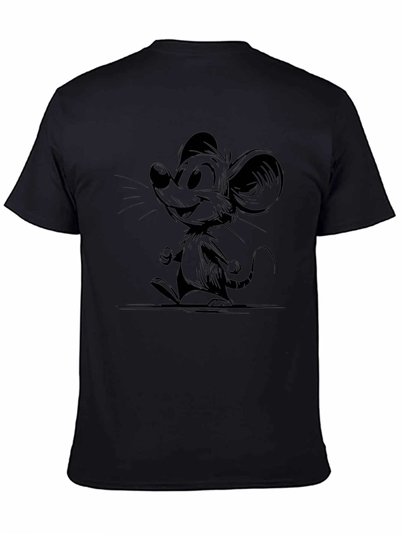 Cartoon Mouse Graphic Black T-Shirt