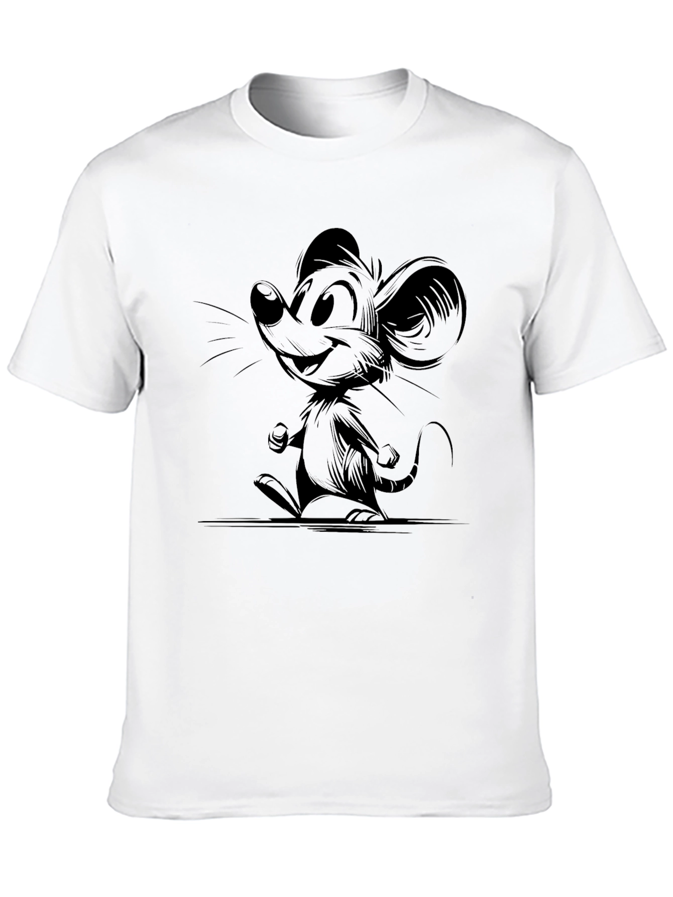 Cartoon Mouse Graphic Black T-Shirt
