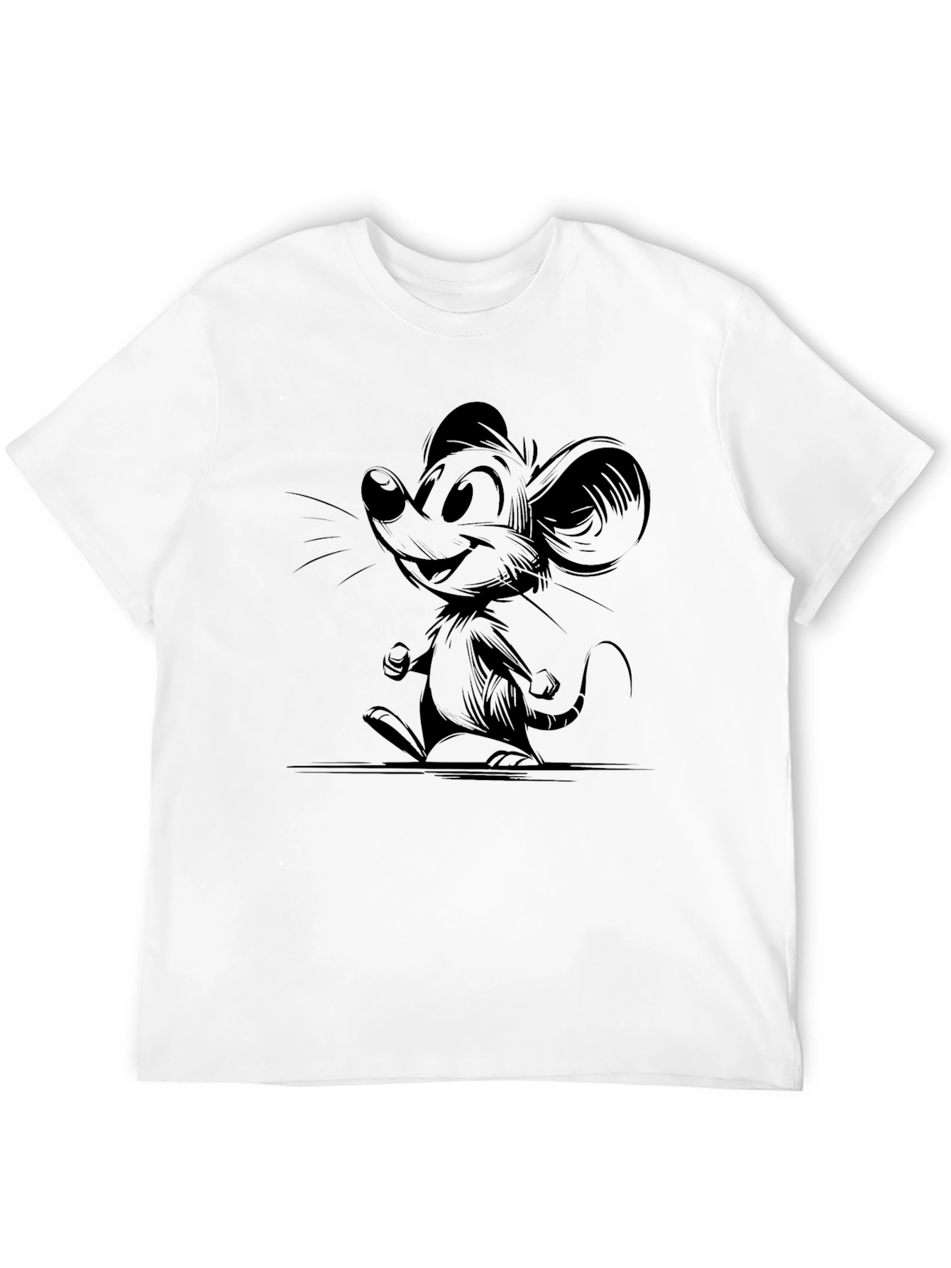 Cartoon Mouse Graphic Black T-Shirt