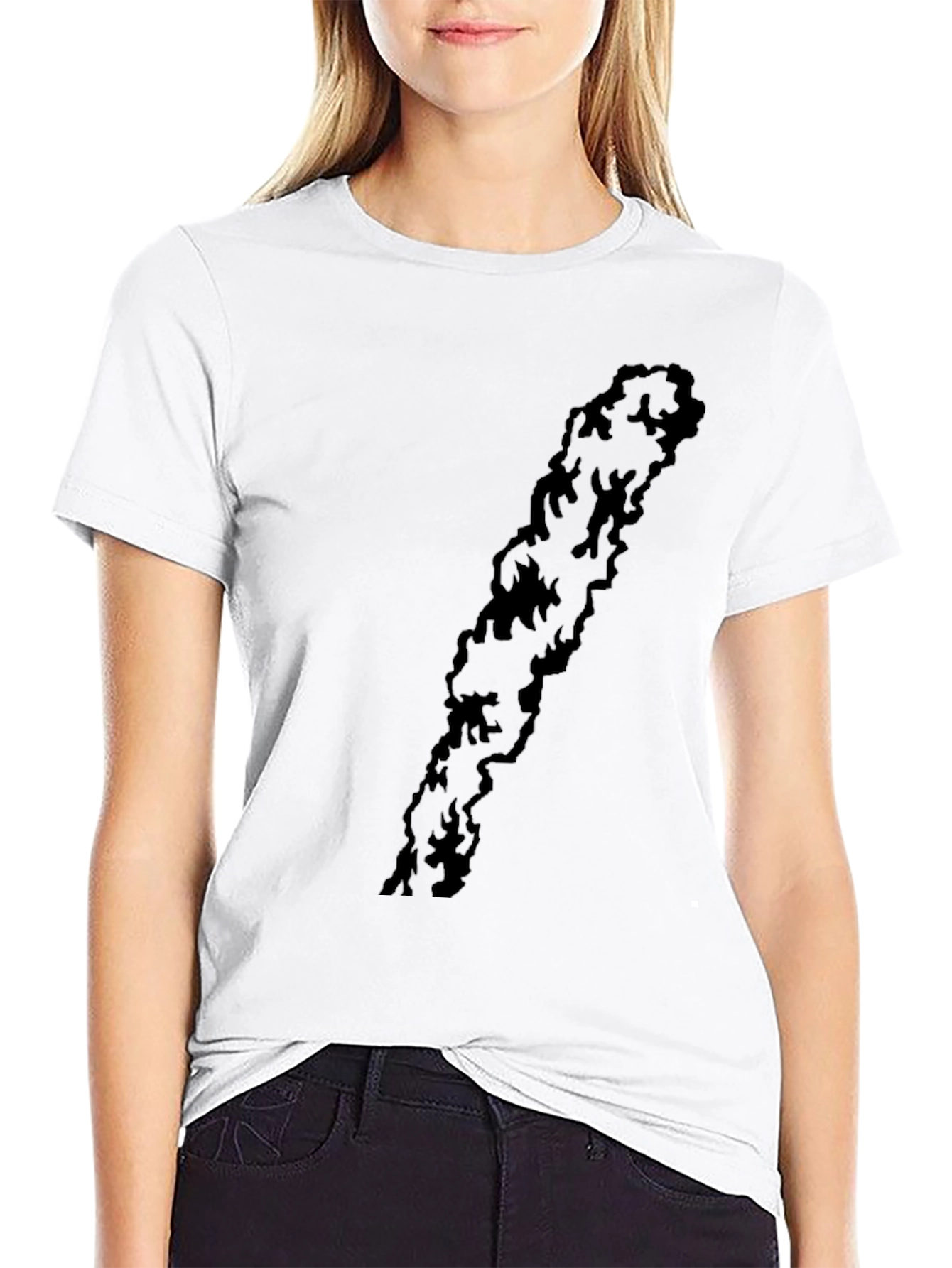 Mens Black Graphic Print Cotton T-Shirt