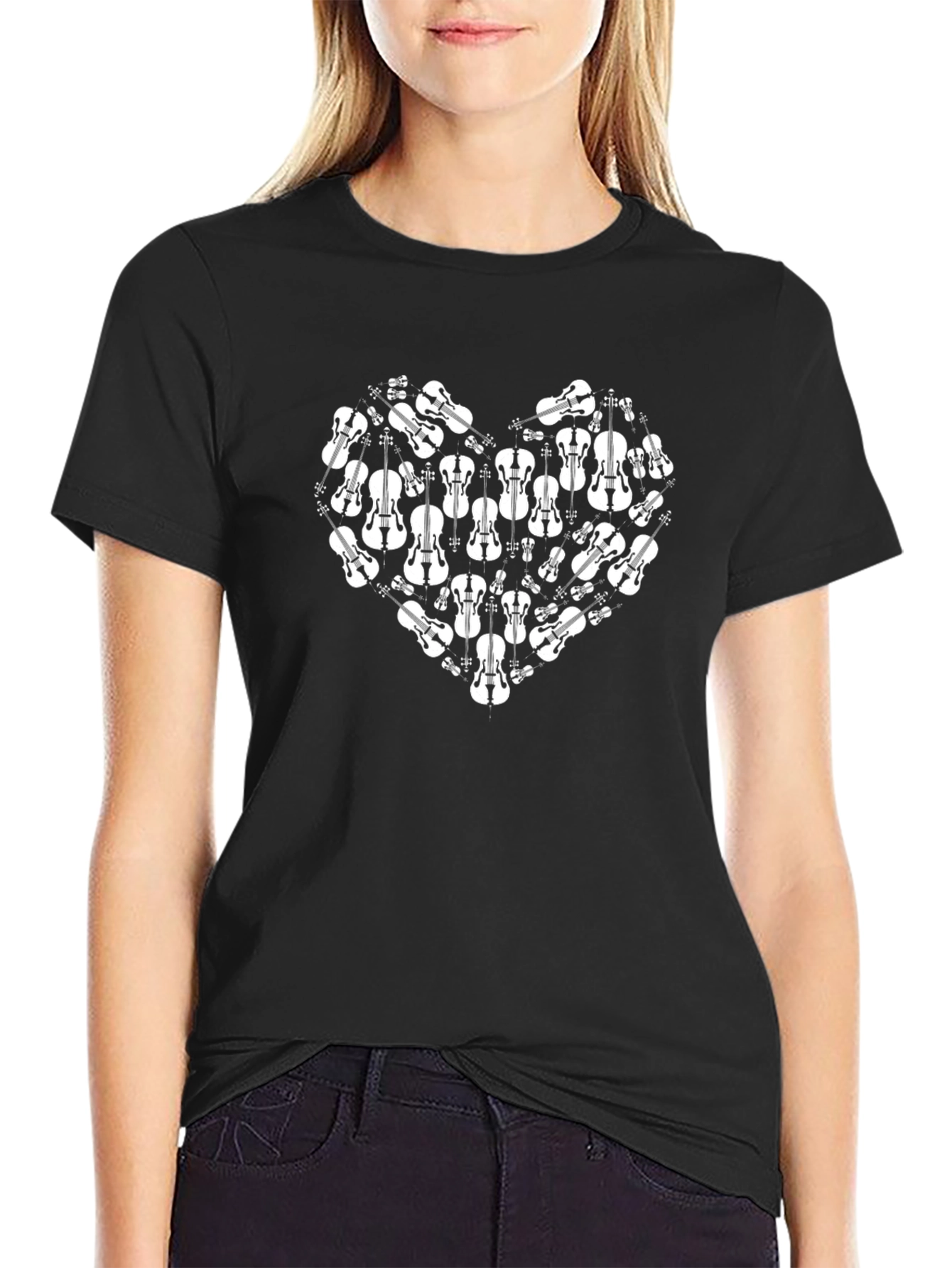 Violin Heart Graphic Tee - Music Lovers T-Shirt