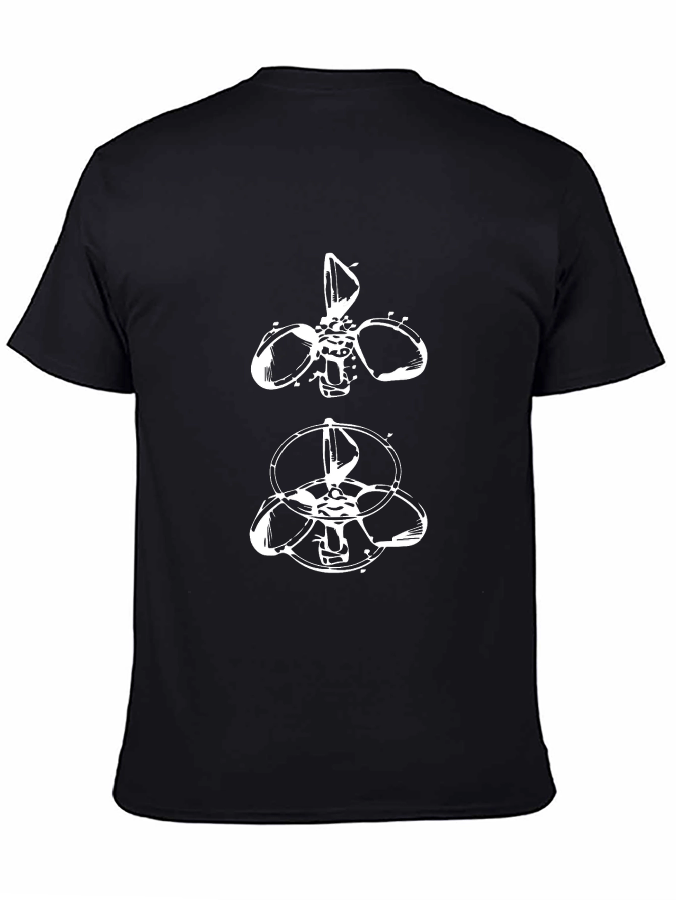 Cool Graphic T-Shirt with Abstract Fan Design in Black