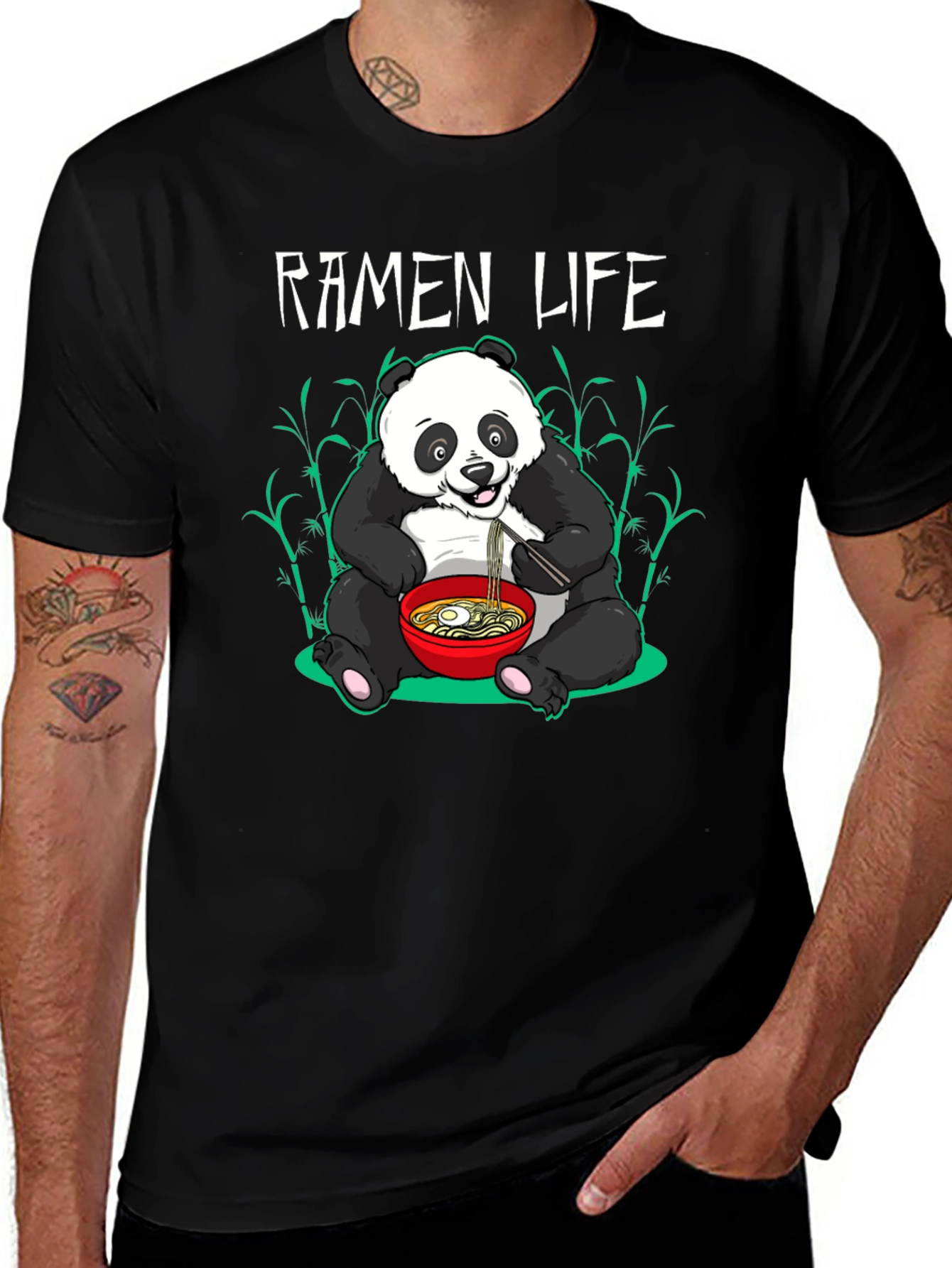 Ramen Life Panda Graphic Tee - Cute Cartoon Style