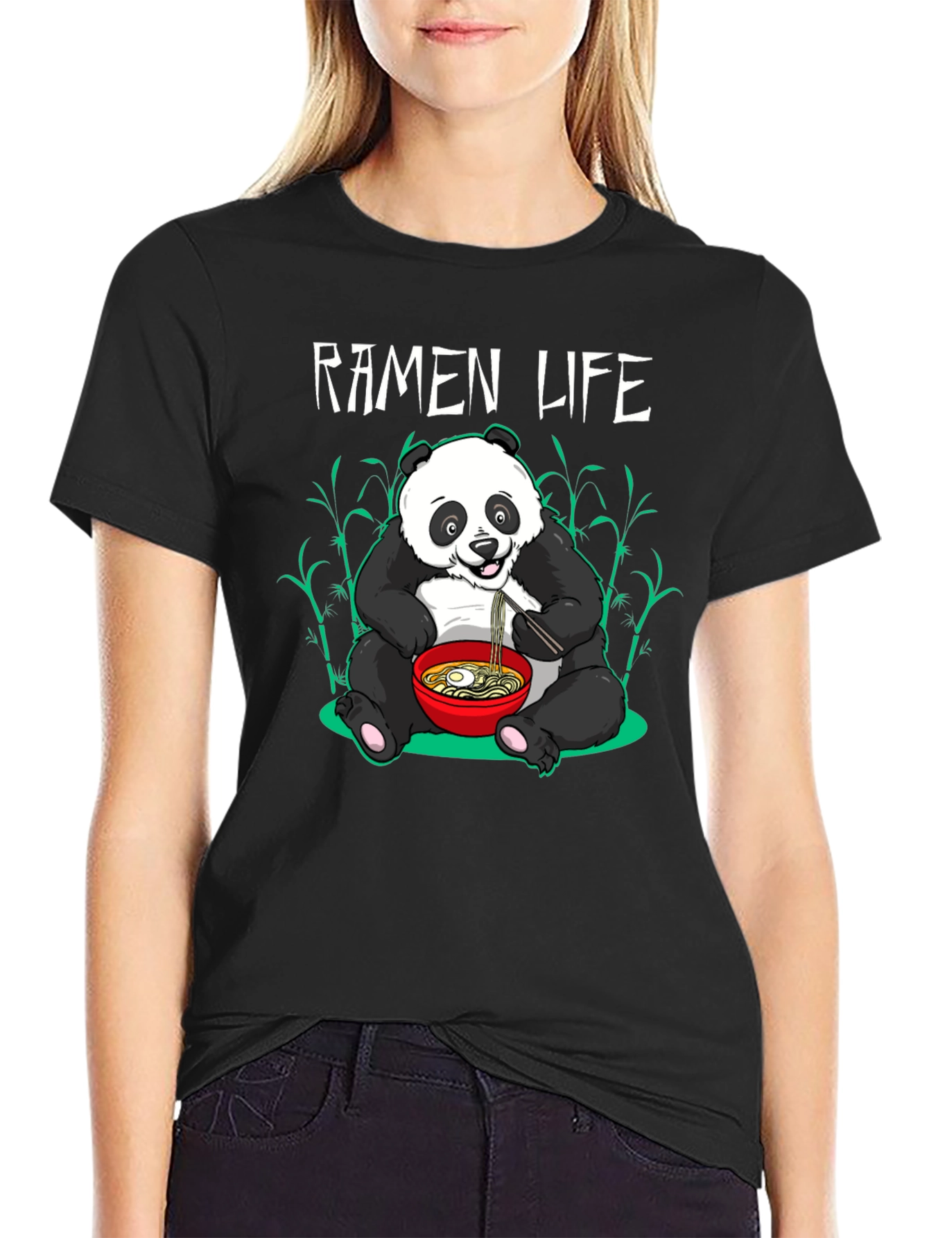 Ramen Life Panda Graphic Tee - Cute Cartoon Style