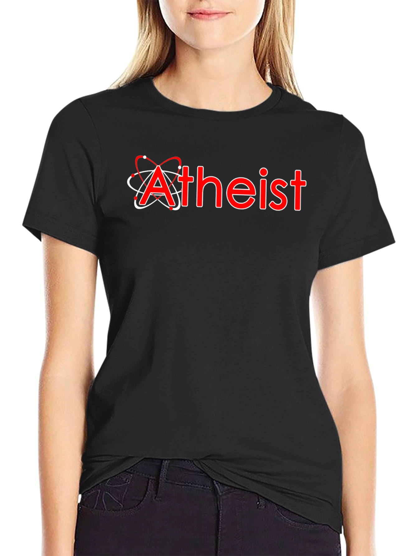 Atheist Atom Symbol Black T-Shirt Science Skeptic