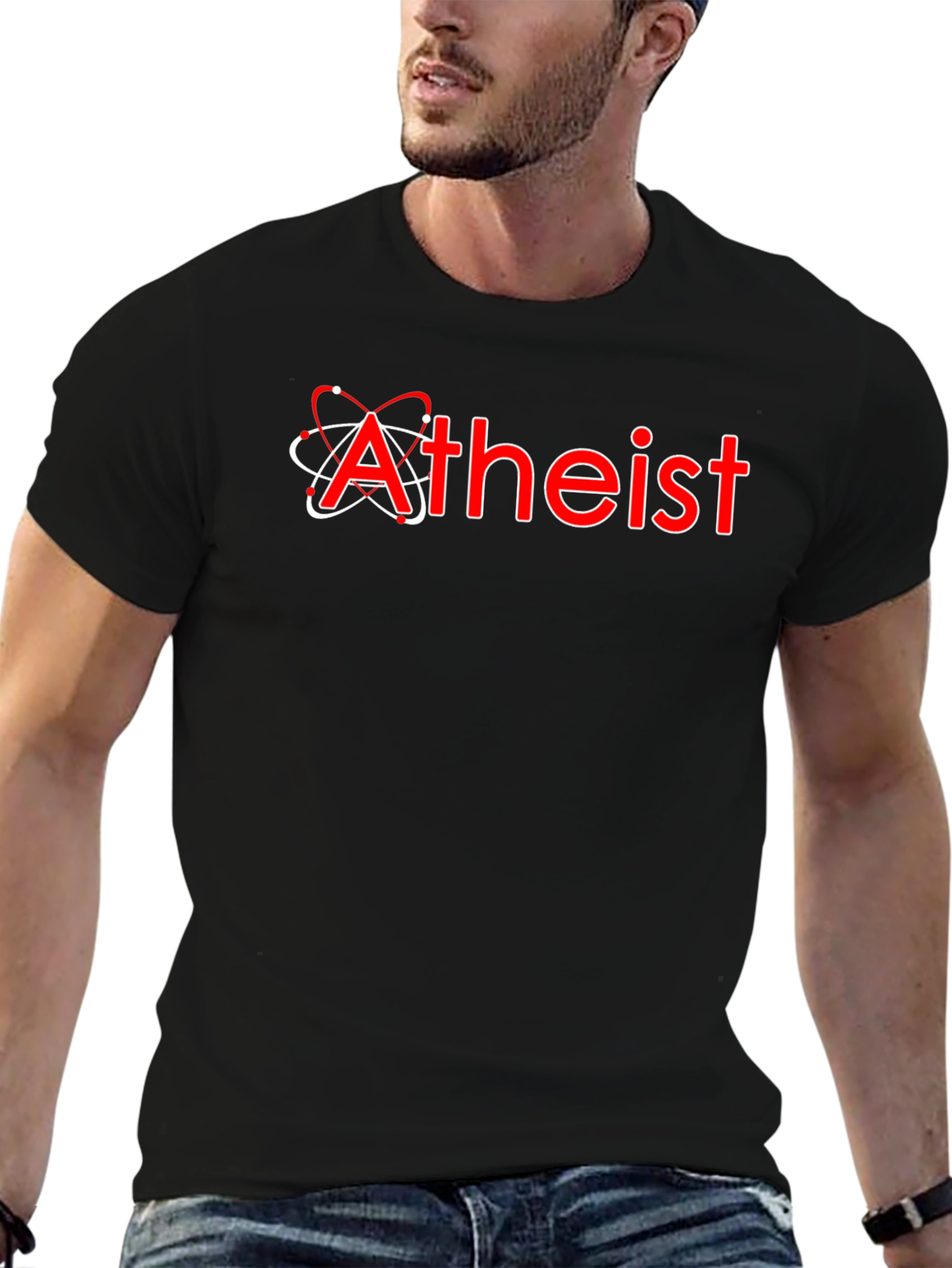 Atheist Atom Symbol Black T-Shirt Science Skeptic