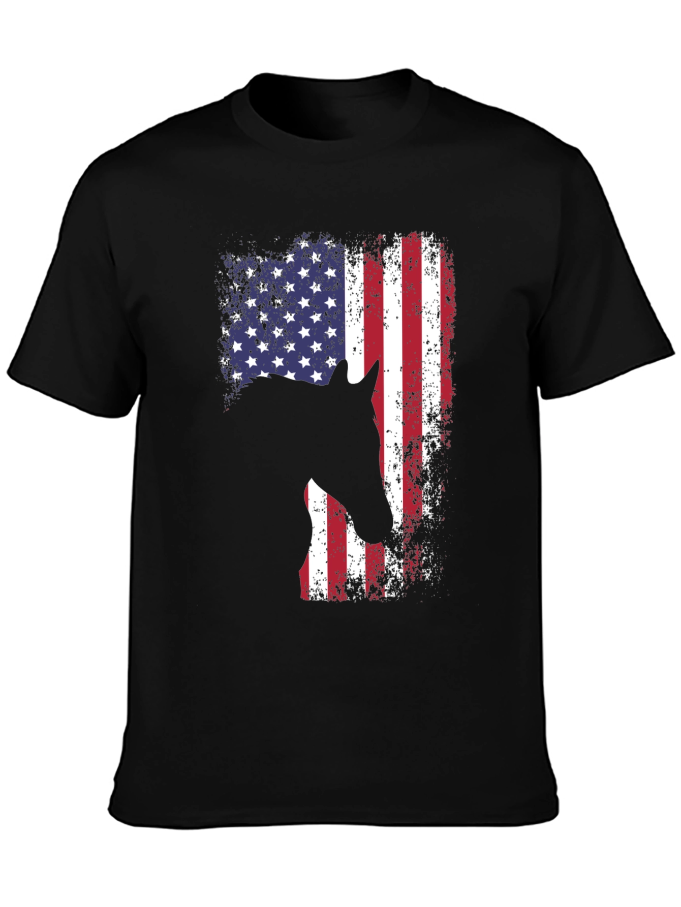 American Flag Horse T-Shirt - Patriotic Design
