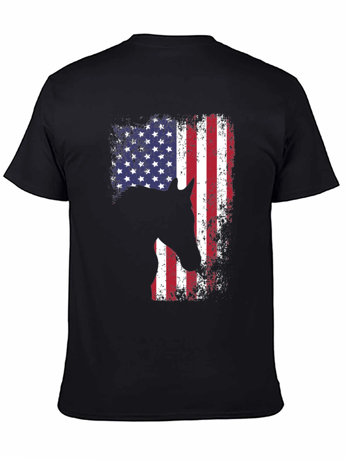American Flag Horse T-Shirt - Patriotic Design