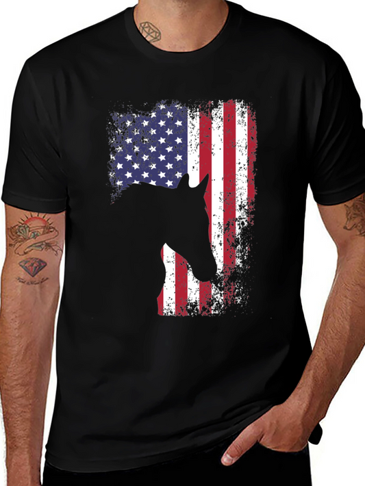 American Flag Horse T-Shirt - Patriotic Design