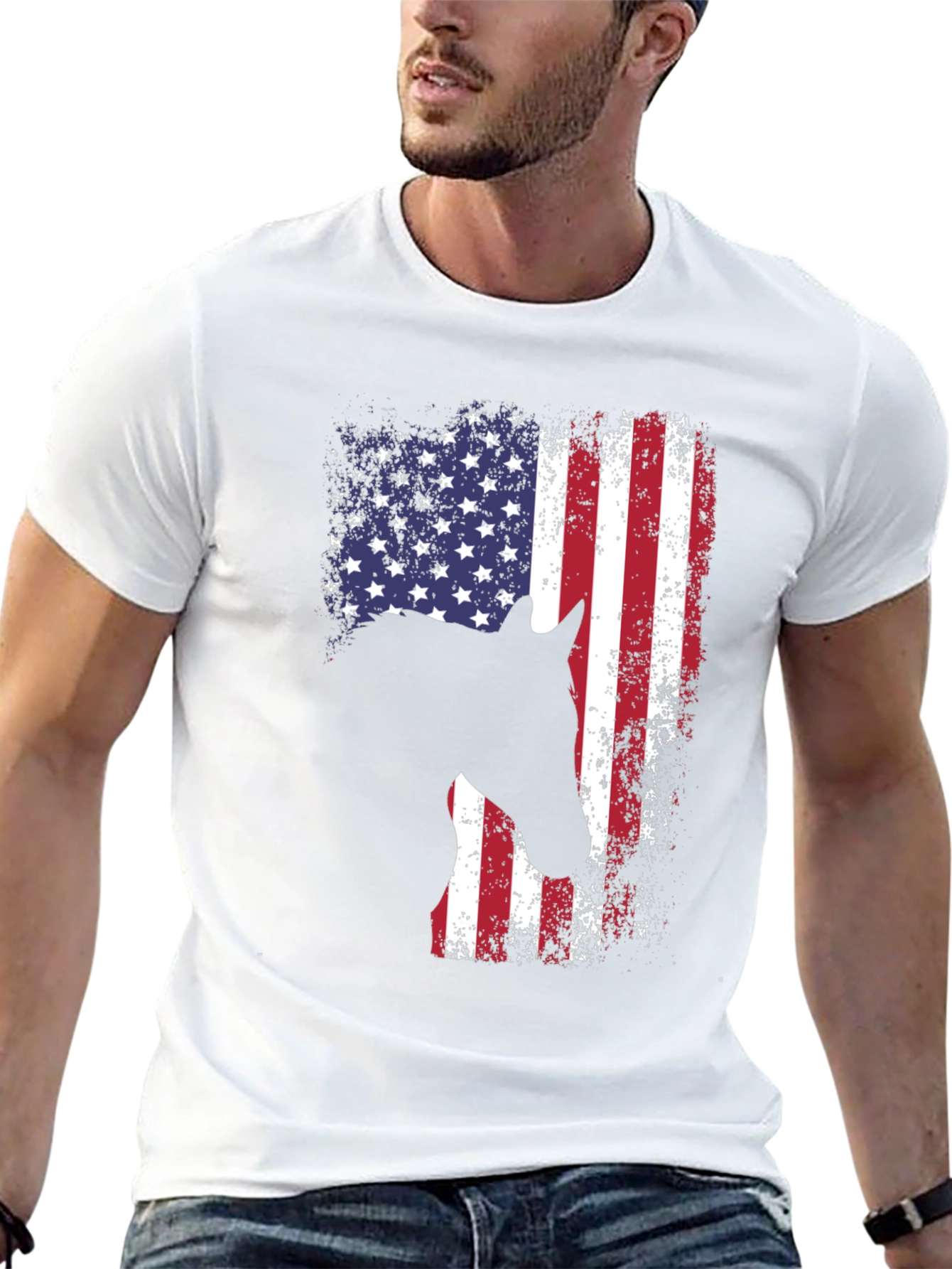 American Flag Horse T-Shirt - Patriotic Design