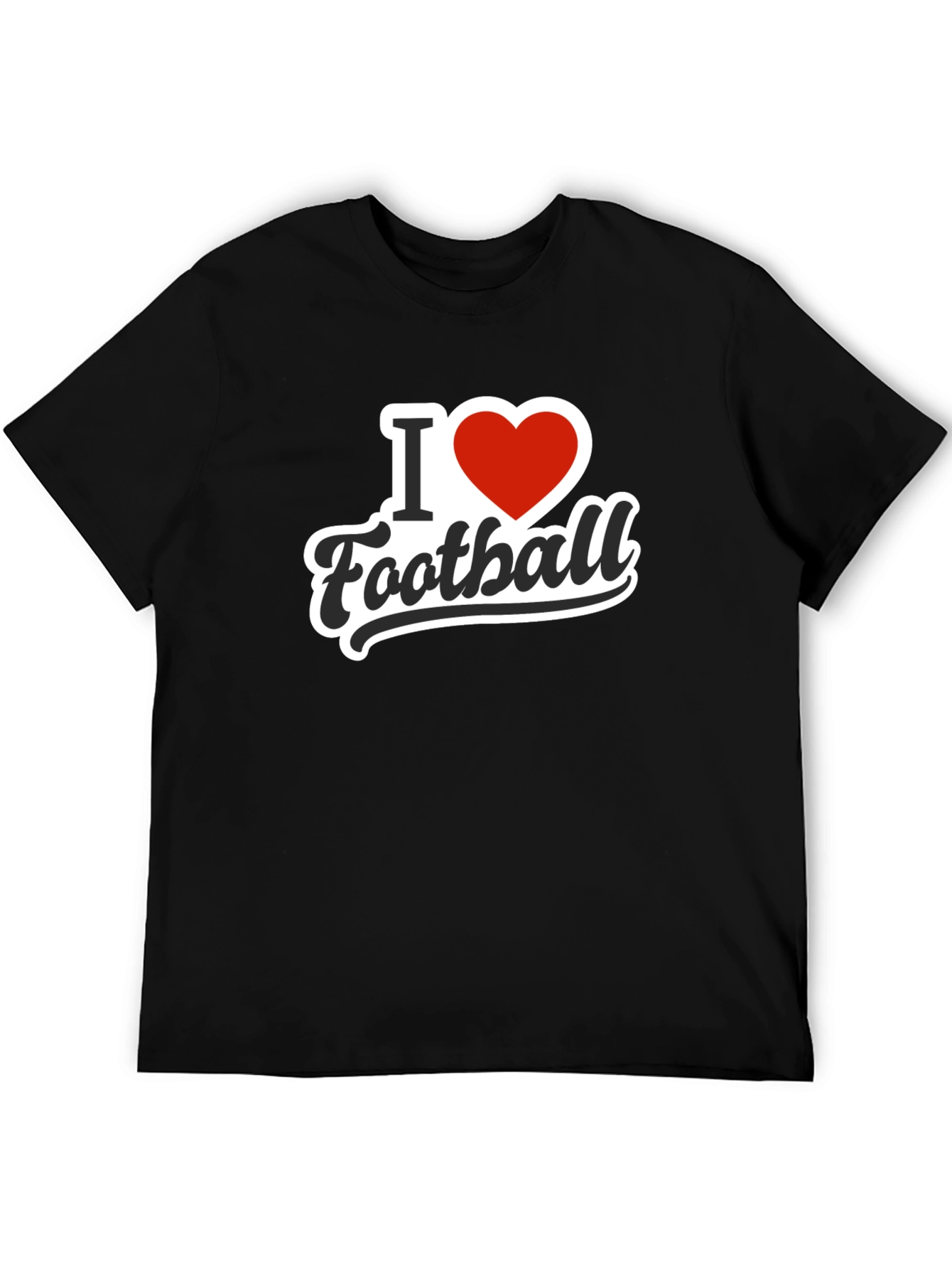 I Love Football Black Graphic Tee Shirt