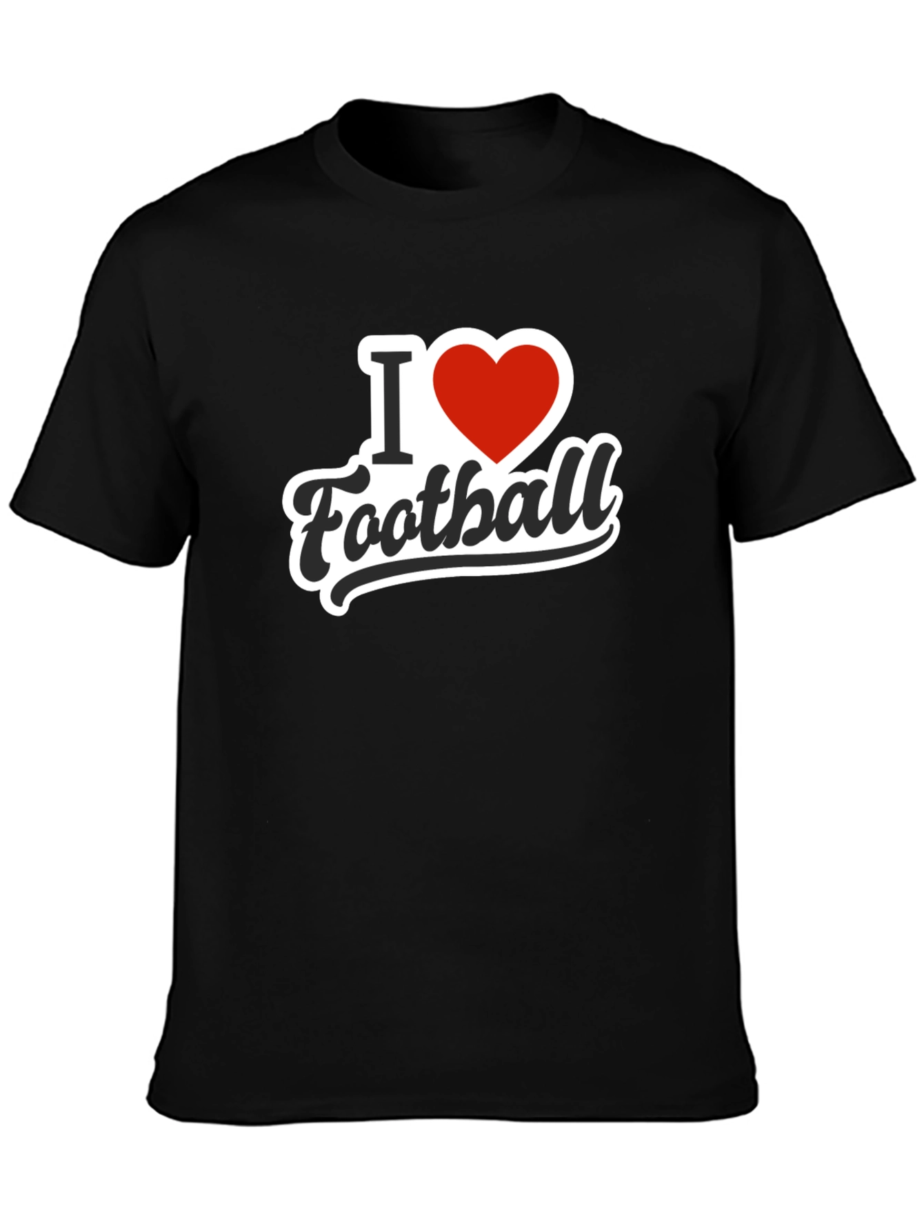 I Love Football Black Graphic Tee Shirt