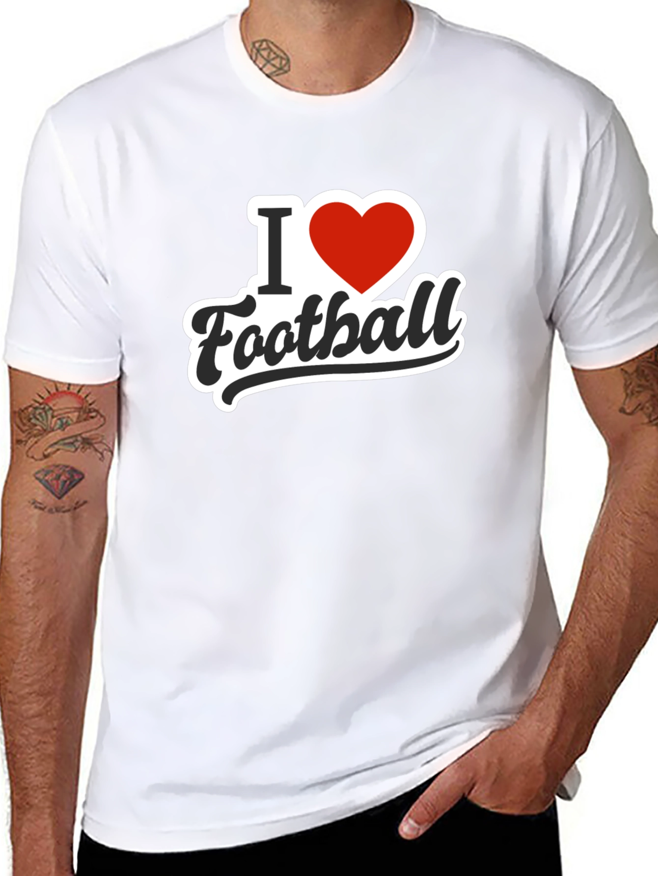 I Love Football Black Graphic Tee Shirt