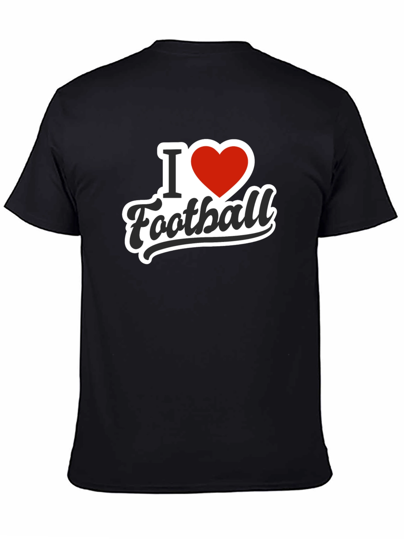 I Love Football Black Graphic Tee Shirt