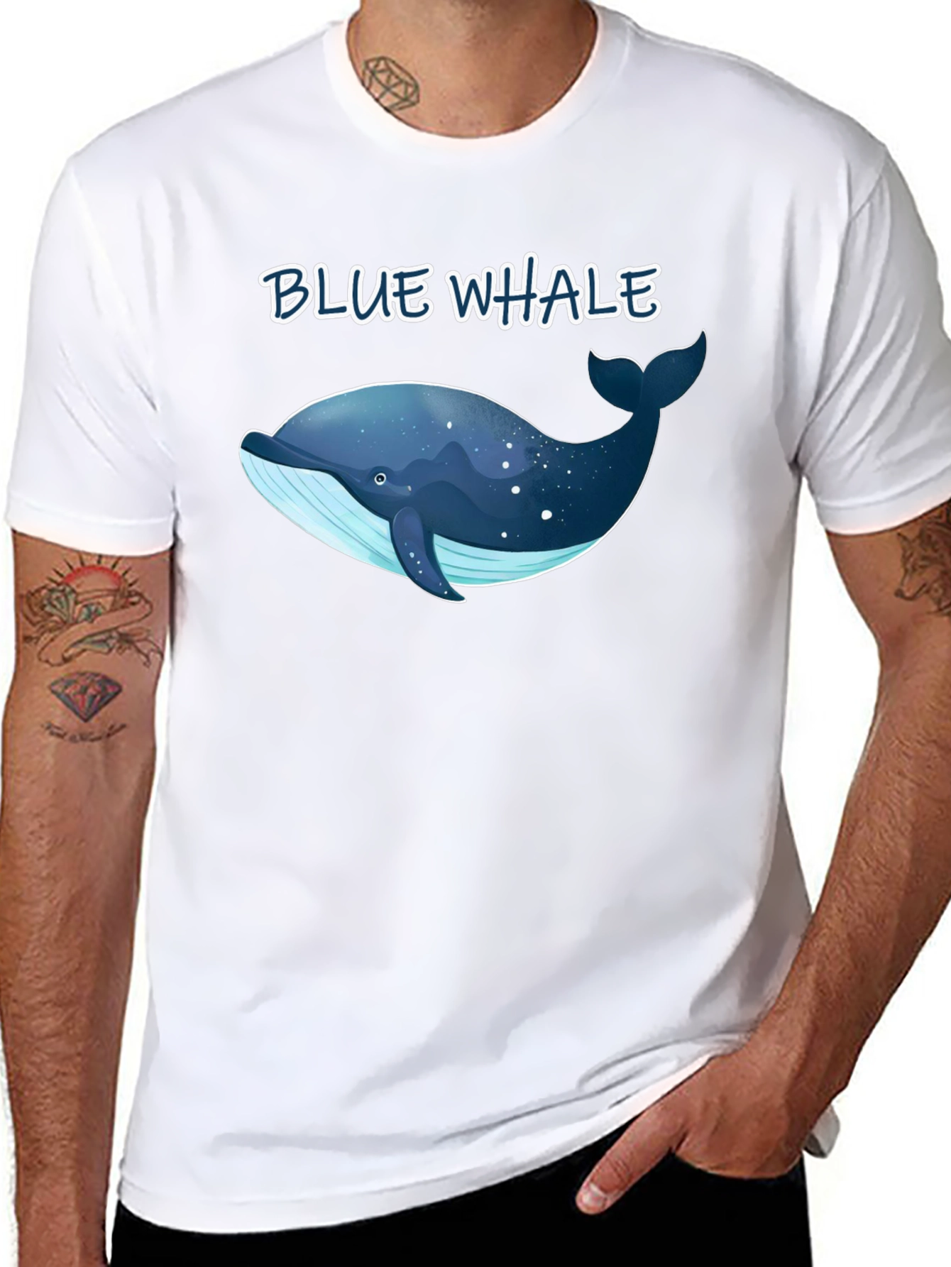 Blue Whale Graphic T-Shirt - Black Cotton Tee