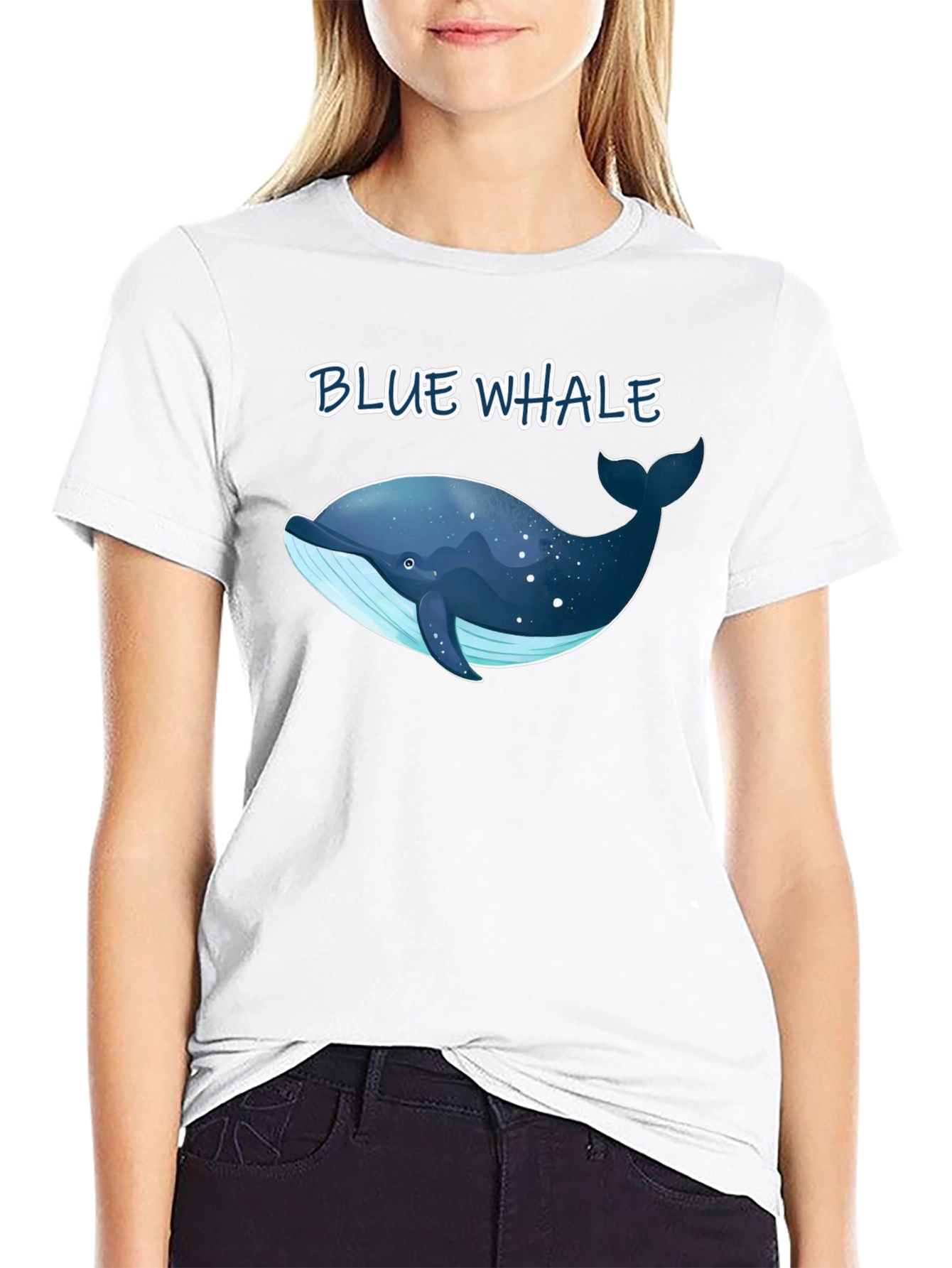 Blue Whale Graphic T-Shirt - Black Cotton Tee