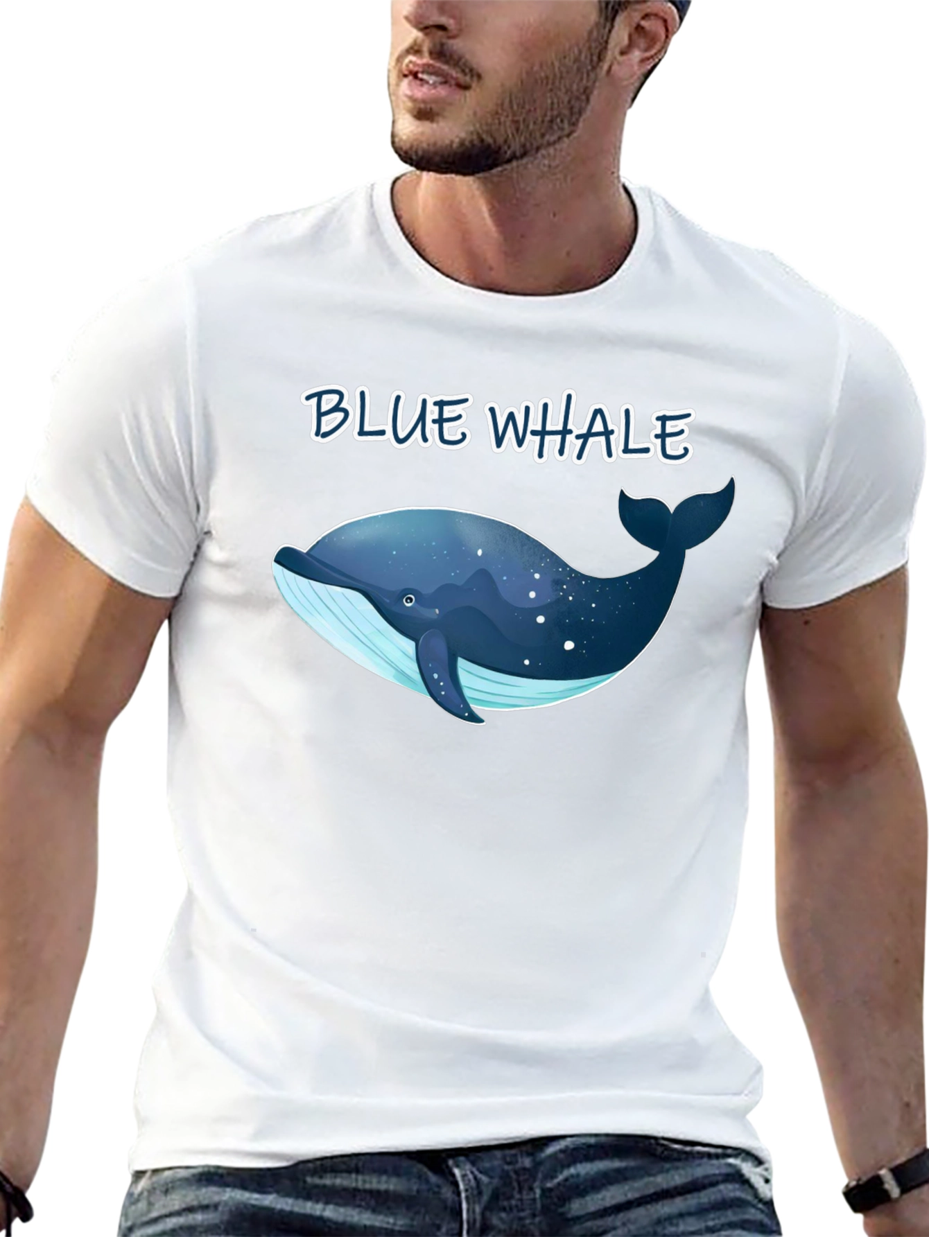 Blue Whale Graphic T-Shirt - Black Cotton Tee