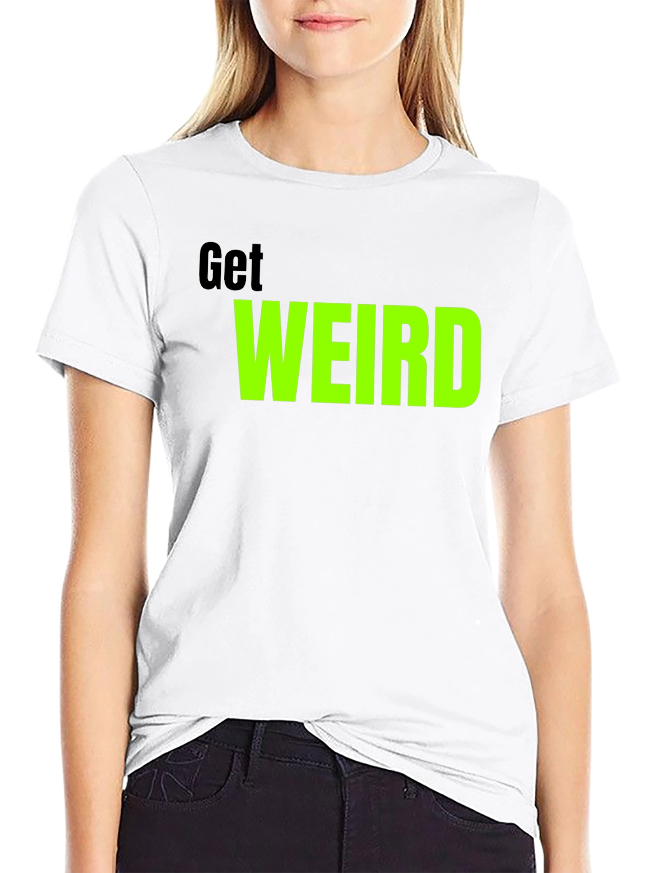 Get Weird Graphic Tee - Trendy Black T-Shirt