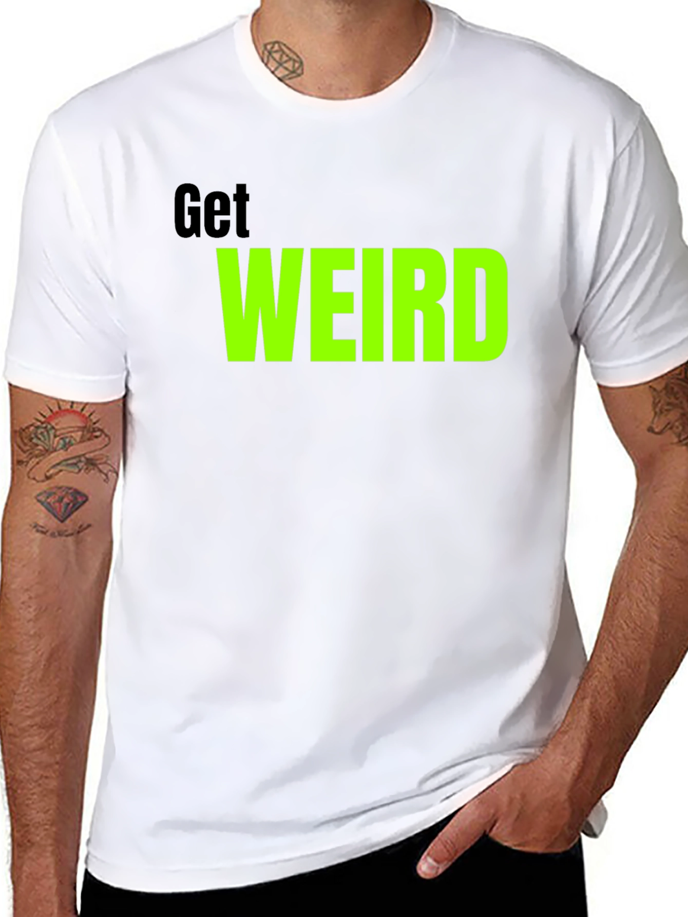Get Weird Graphic Tee - Trendy Black T-Shirt