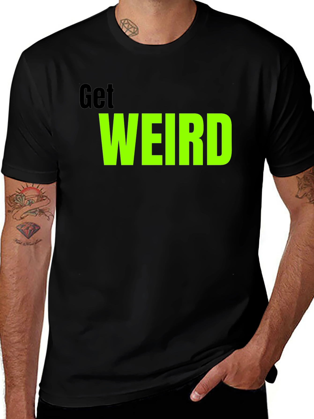Get Weird Graphic Tee - Trendy Black T-Shirt
