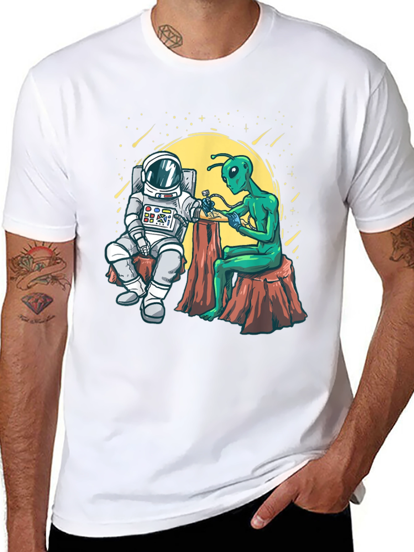 Astronaut Alien Tattoo T-Shirt