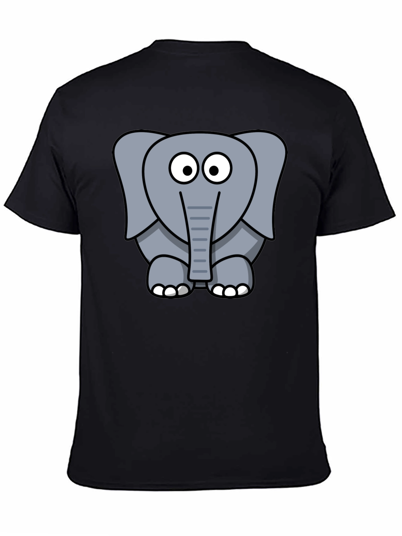 Cute Elephant Graphic Print Black T-Shirt