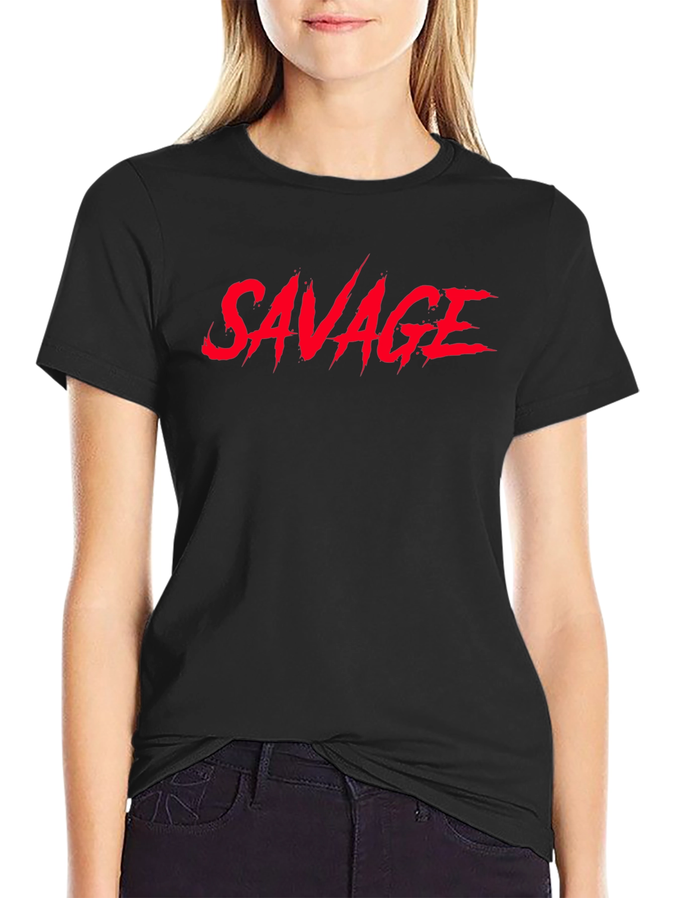 Savage Graphic Print T-Shirt - Black